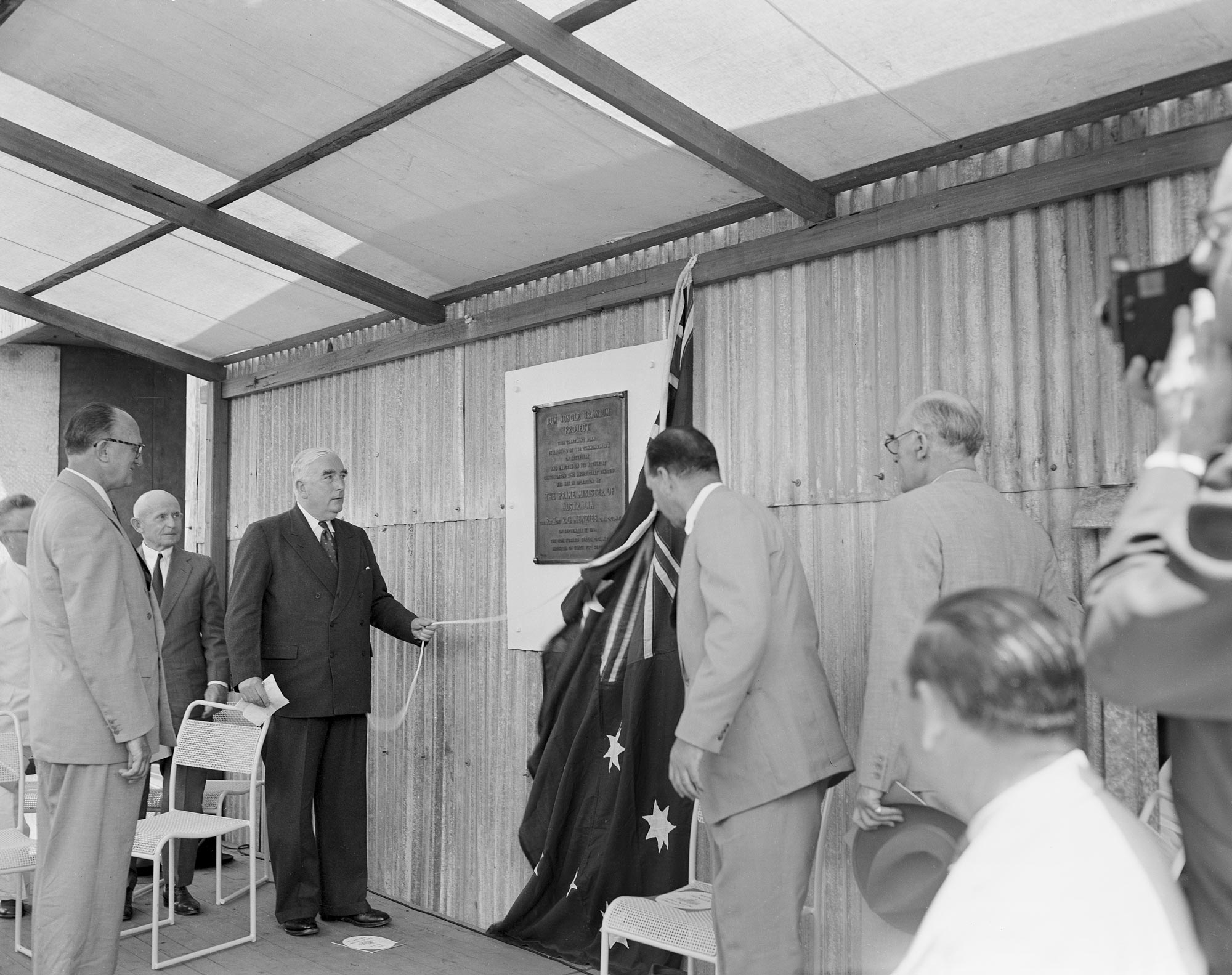 <p>Prime Minister Robert Menzies opening Rum Jungle treatment plant, 17 September 1954</p>
