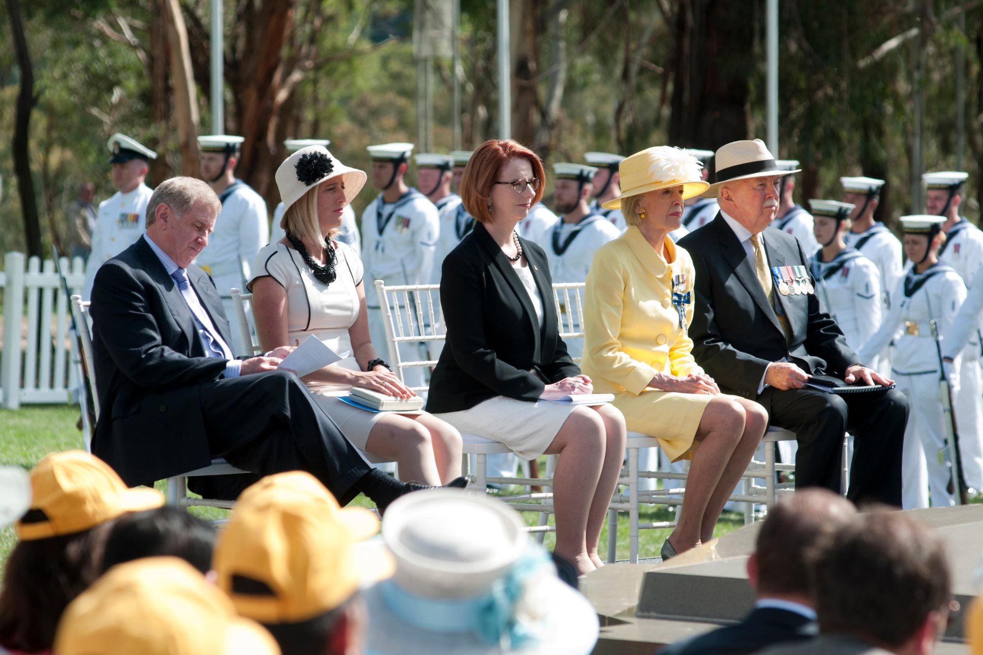 <p>Prime Minister Julia Gillard and Governor-General Ms Quentin Bryce attend centenary of Canberra celebrations, 2013</p>
