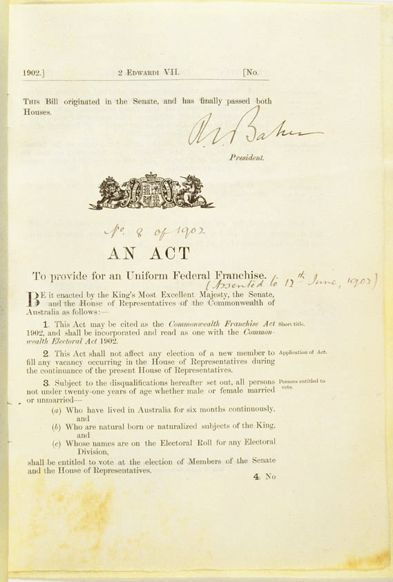 <p>The <em>Commonwealth Franchise Act 1902</em></p>

