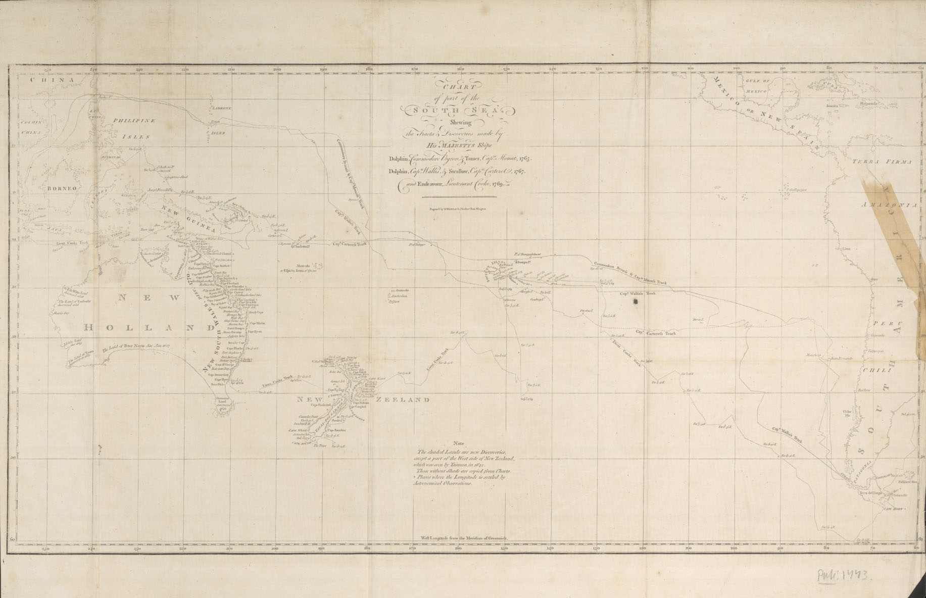 A map based on Captain James Cook's first Endeavour voyage.