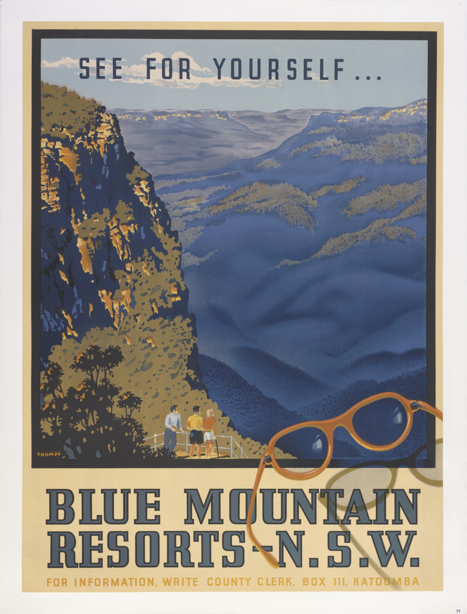 Blue Mountain resorts poster by Percy Trompf