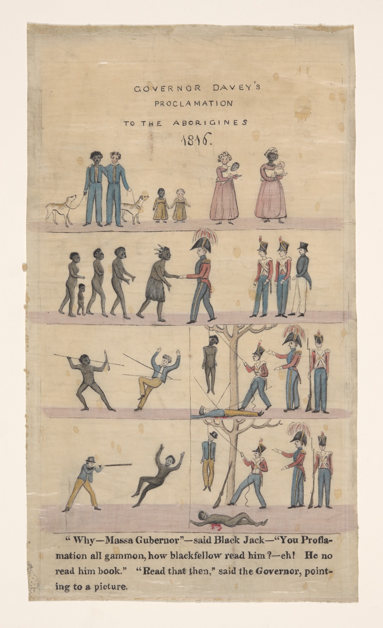 Poster incorrectly titled 'Governor Davey's Proclamation to the Aborigines, 1815'. The original boards were issued by Governor Arthur in 1829. 