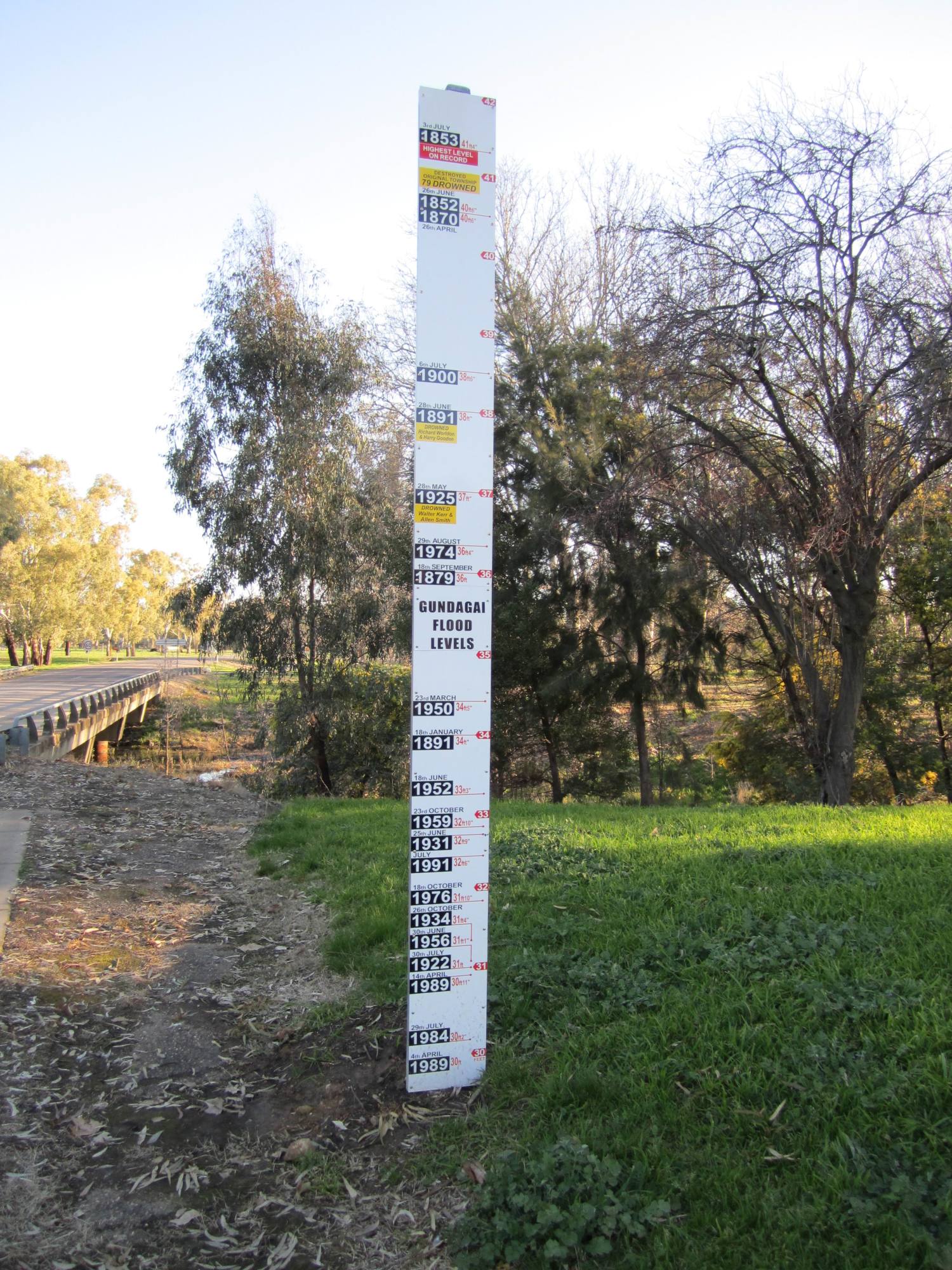 Flood gauge, Gundagai, New South Wales