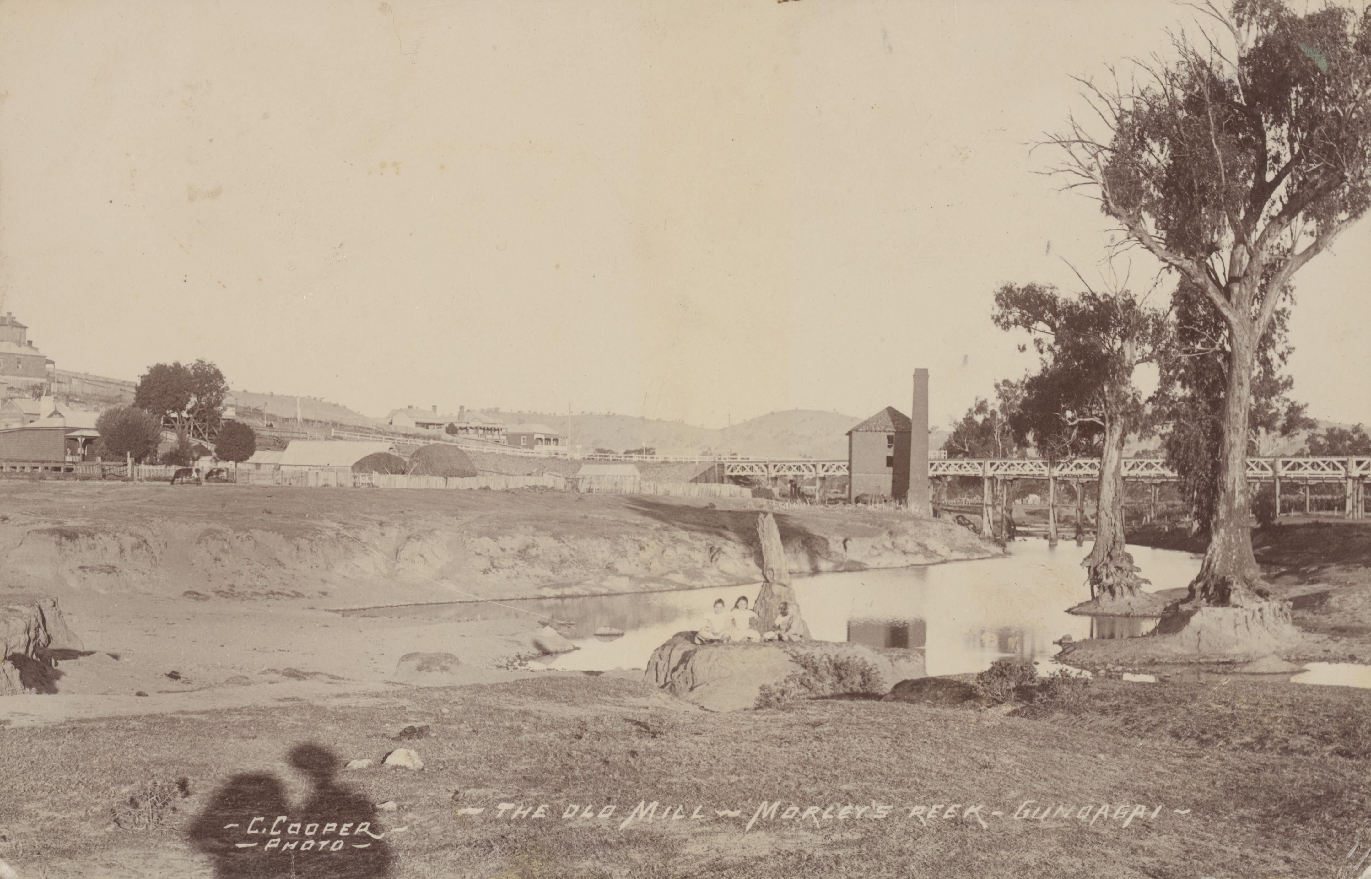 Postcard showing The Old Mill, Morley's Creek, Gundagai. Postmarked 23 March 1907. 