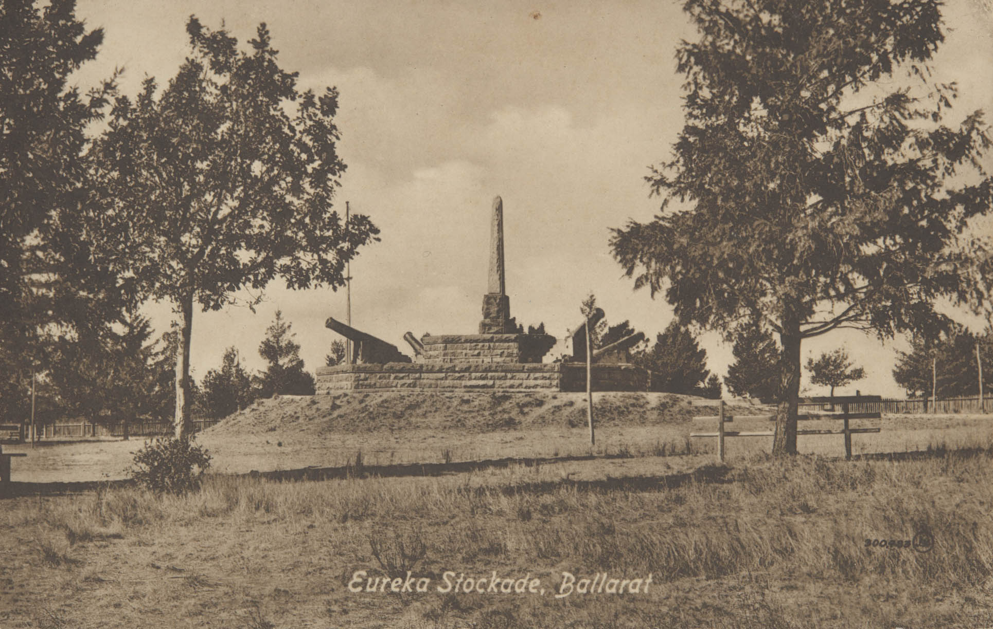 Postcard showing the Eureka Stockade, Ballarat.