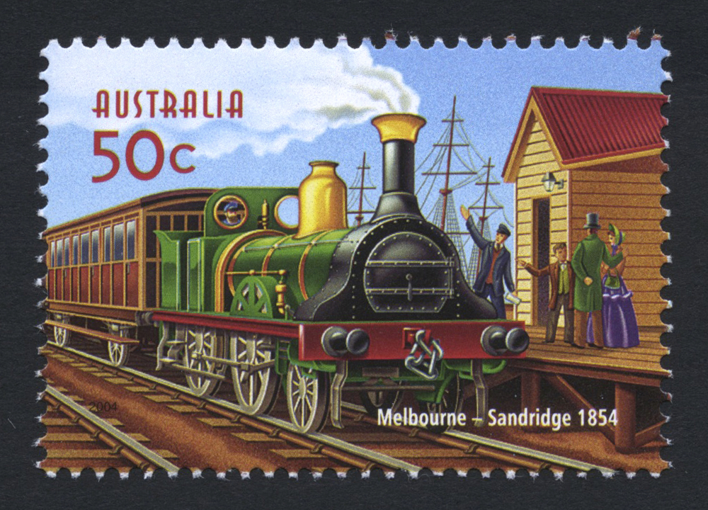 Australia Post’s 150th Anniversary of Railways stamp, issued in 2004
