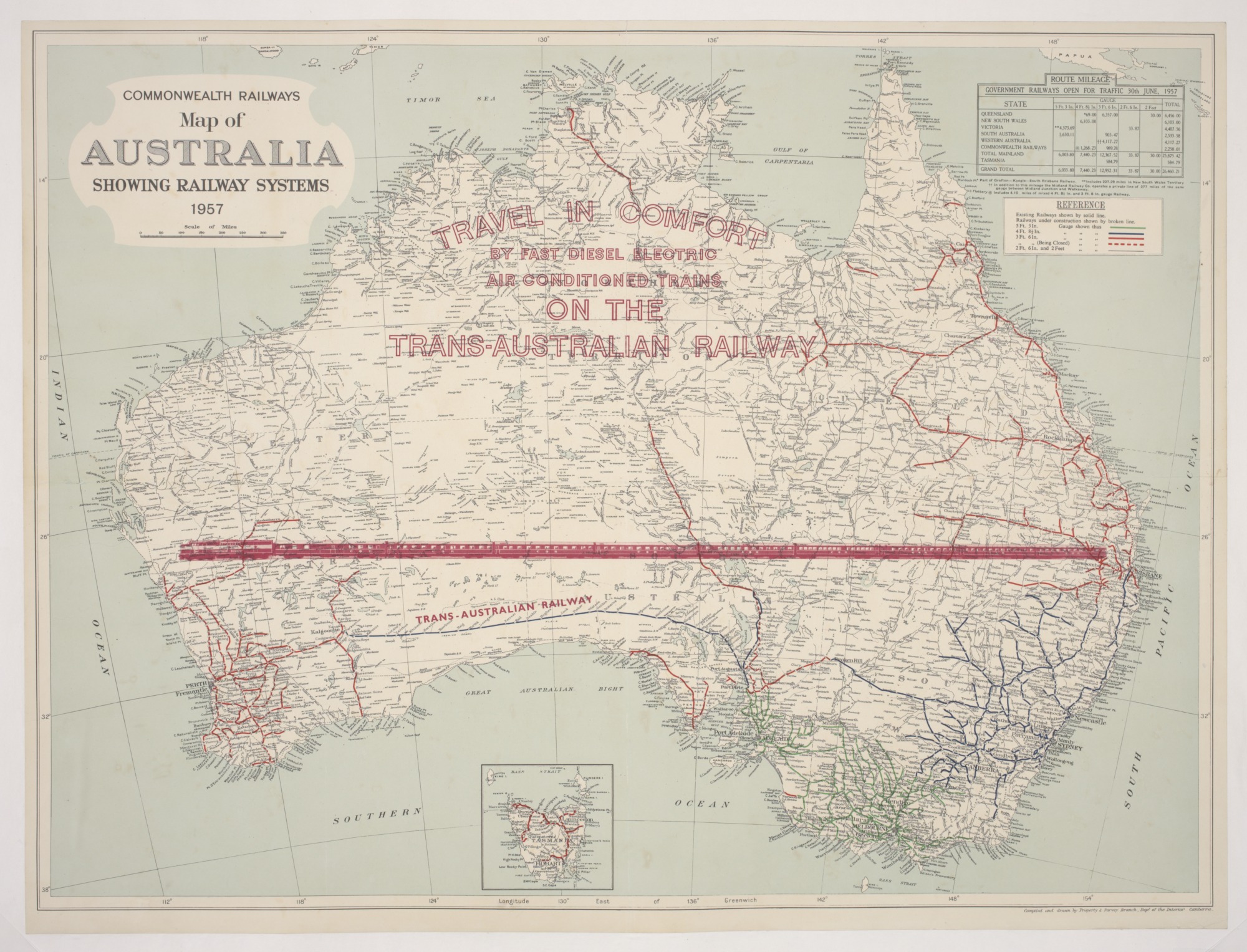 Commonwealth railways map, 1957. 