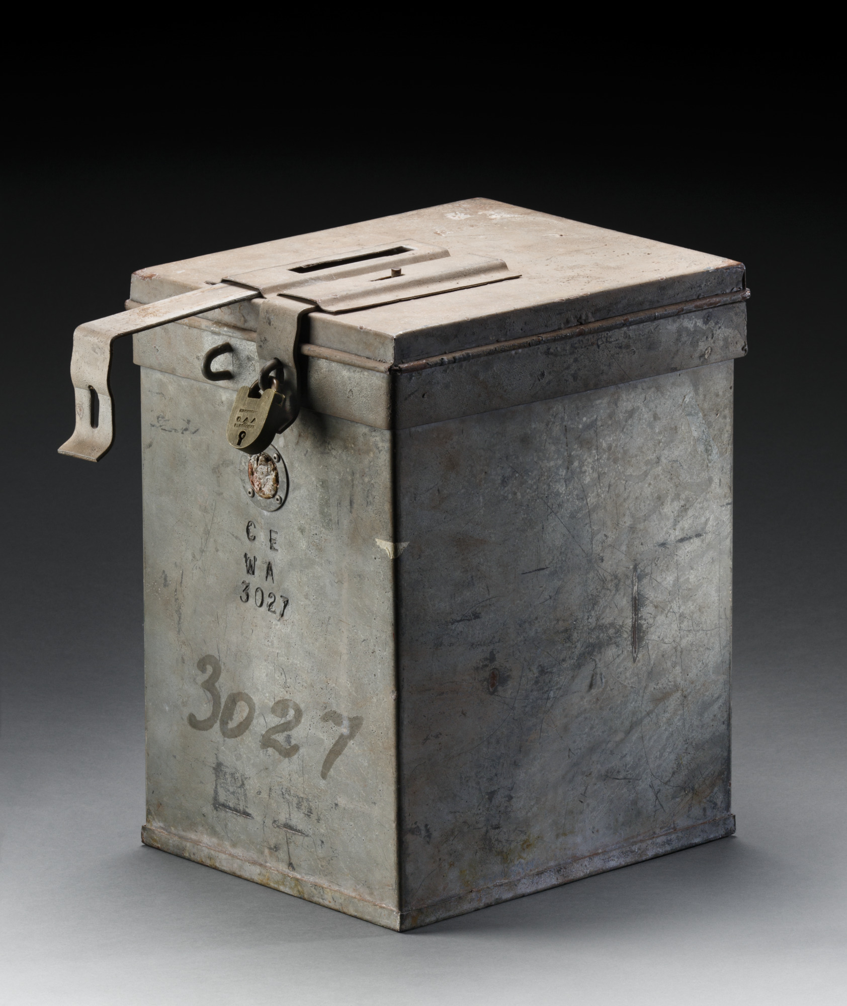 Metal voting box.