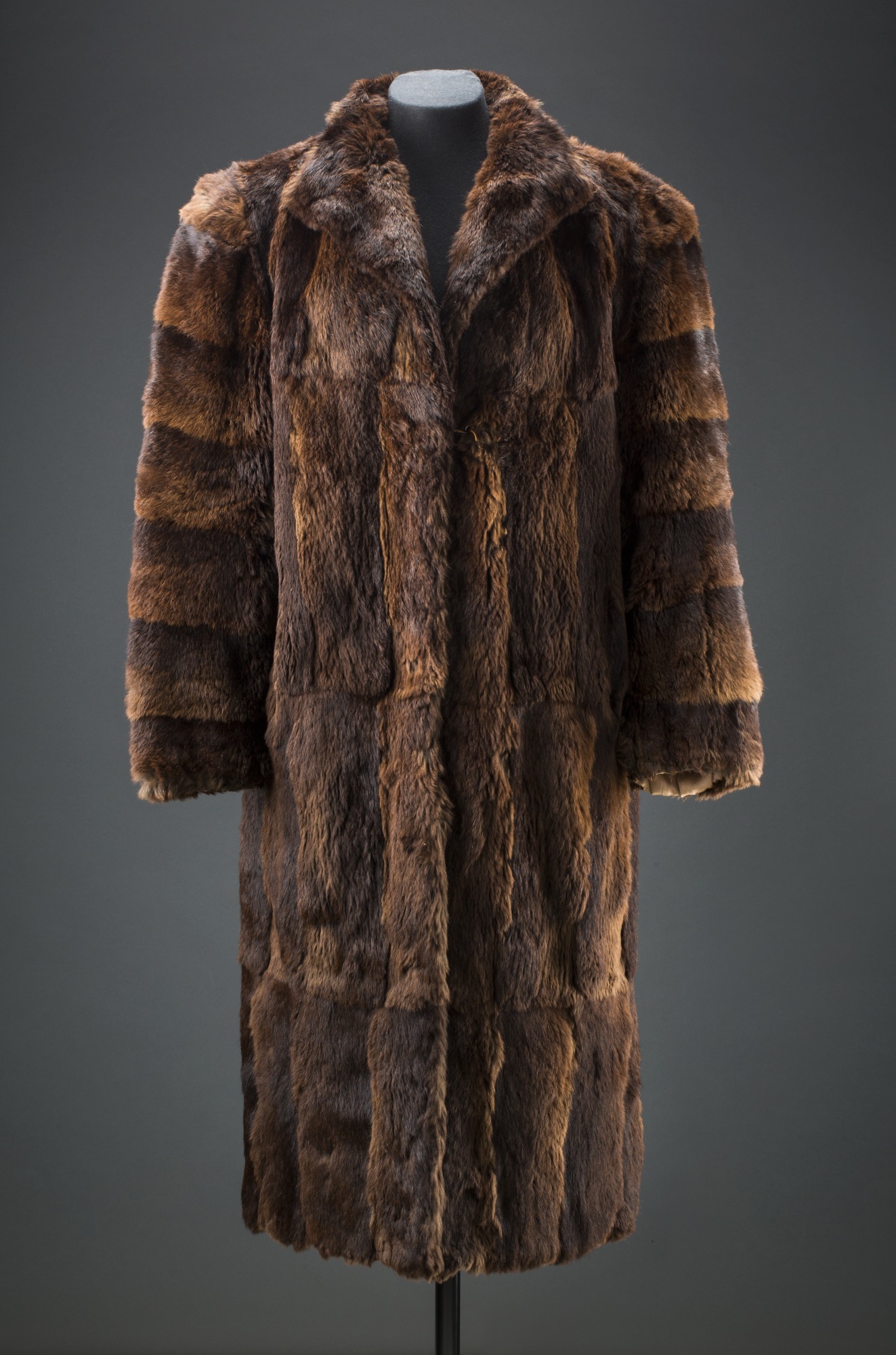 Flora Mason’s rabbit fur coat, 1945.