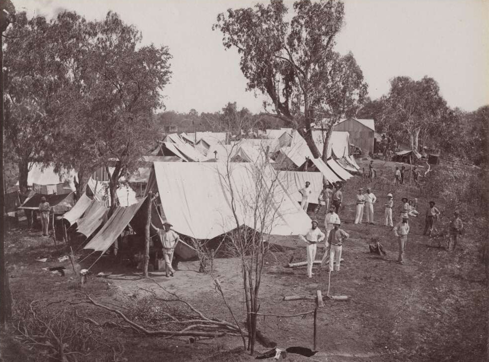  Camp of the Overland Telegraph line workers at Roper River, Northern Territory.