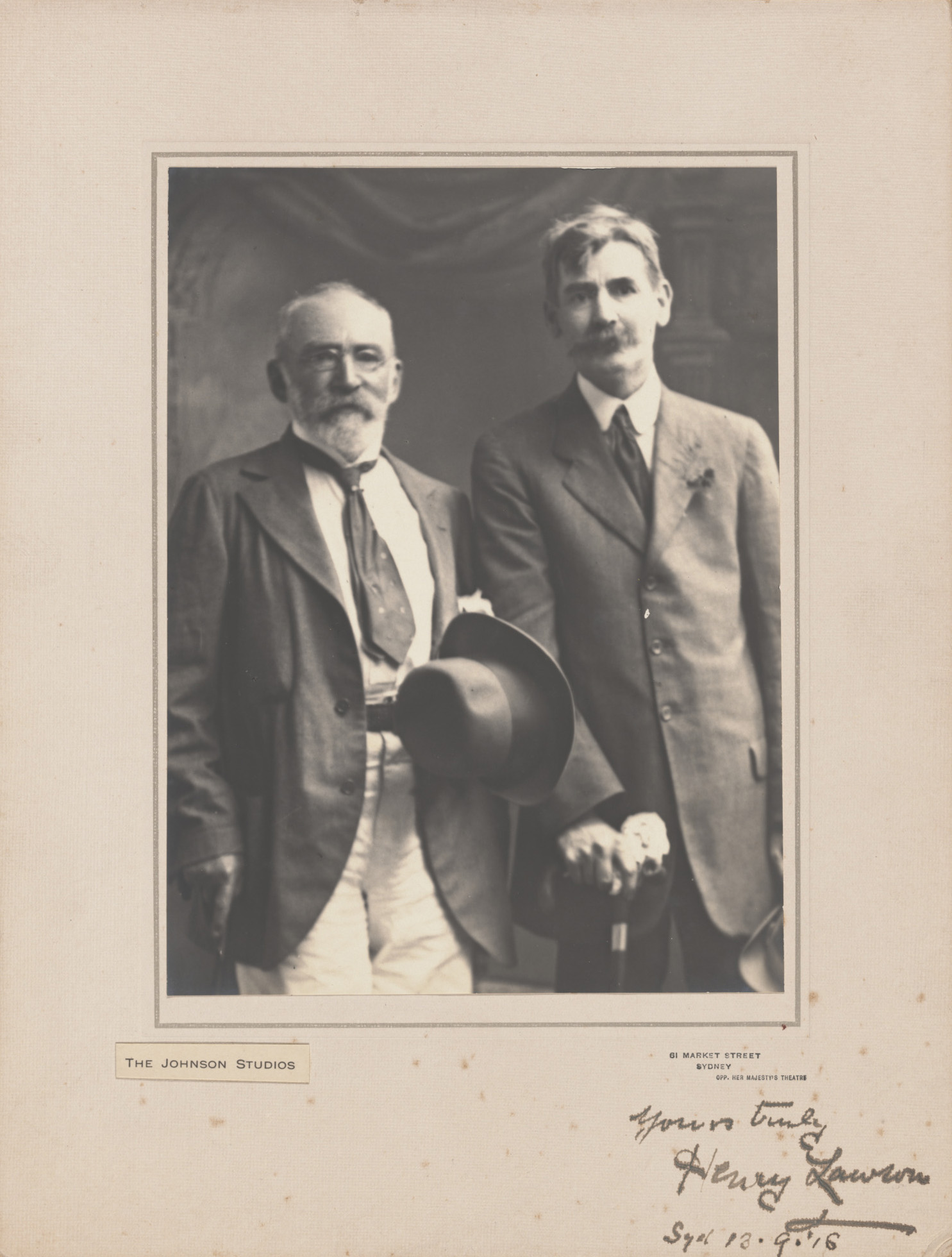 Portrait of J.F. Archibald and Henry Lawson, Sydney, 1918.