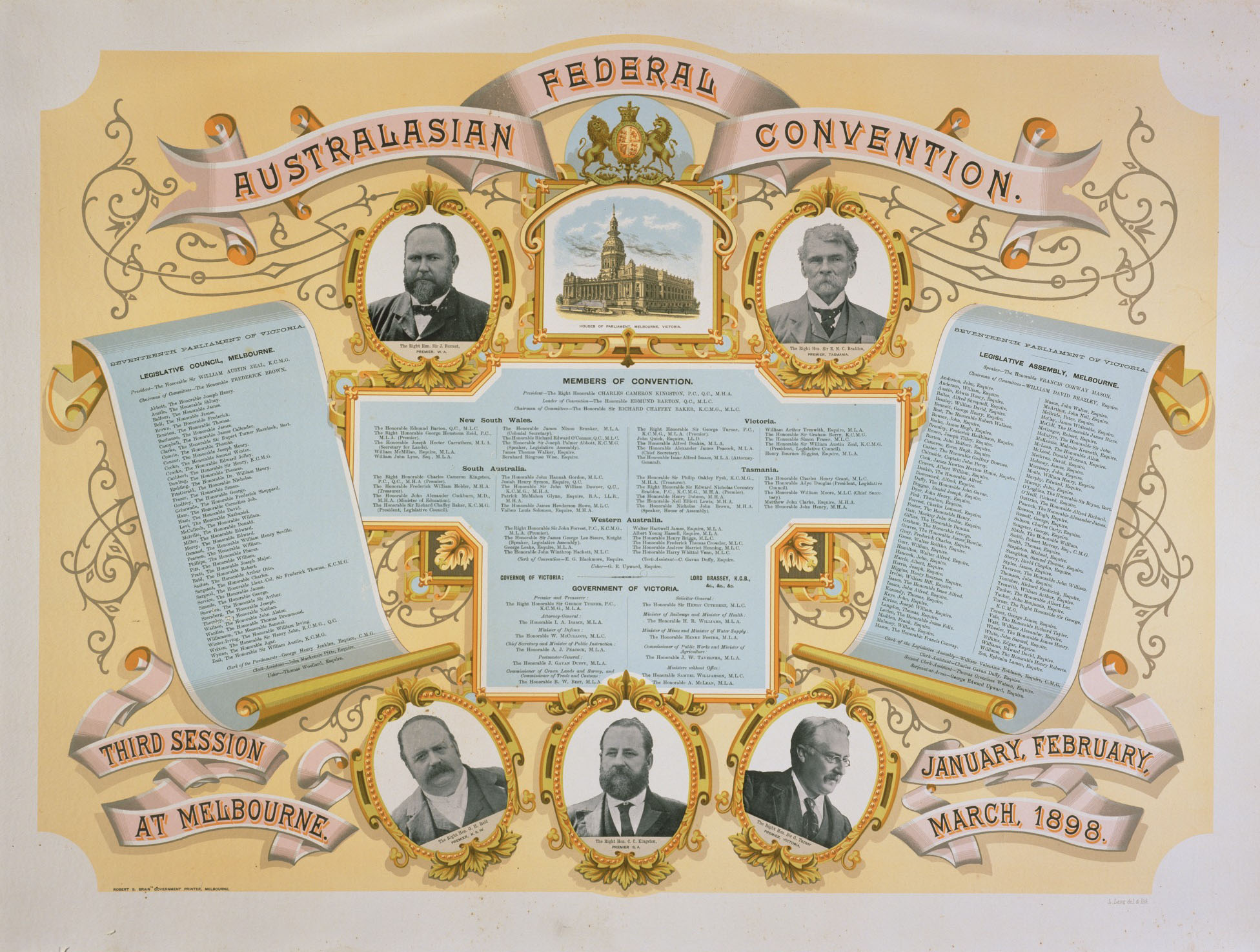 Australasian Federal Convention souvenir poster, 1898.