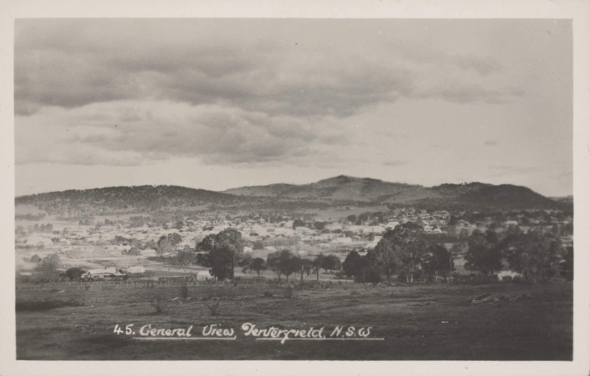 Unused black and white postcard showing ‘General View, Tenterfield, N.S.W.’ 