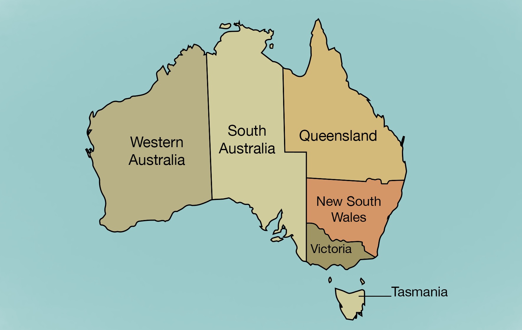 Map of Australia at the time of Federation