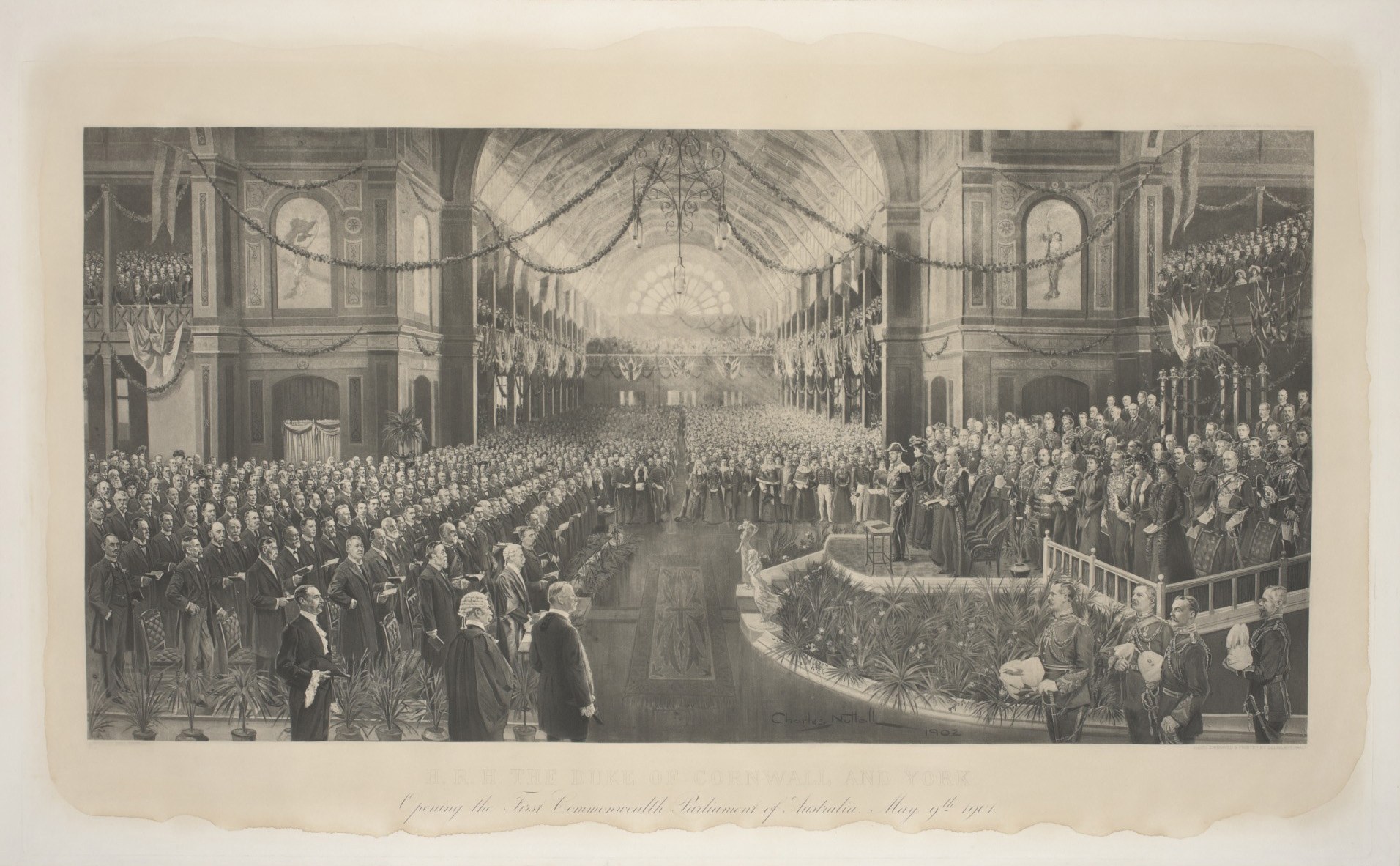 Opening of First Commonwealth Parliament, by artist Charles Nuttall, 1902. 
