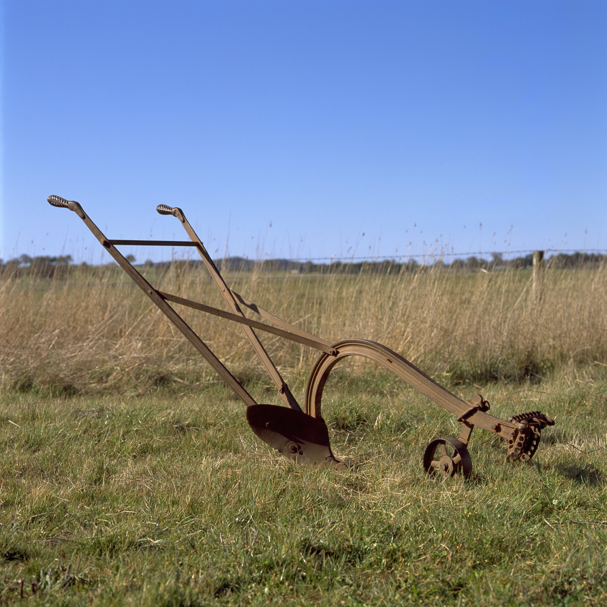 Single-furrow horse-drawn plough used by William Farrer. 