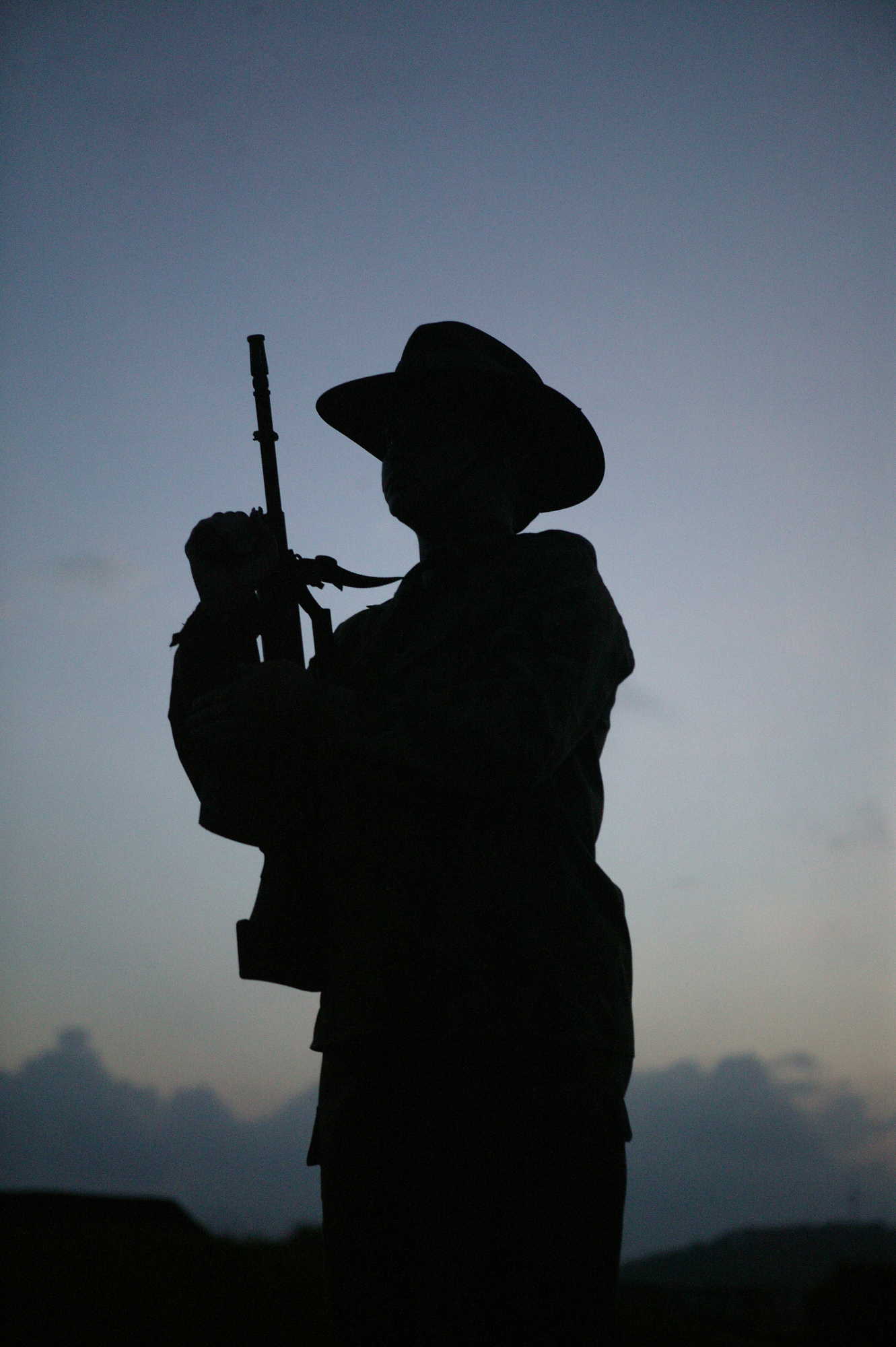 Soldier at Anzac Day Dawn Service, 2004.