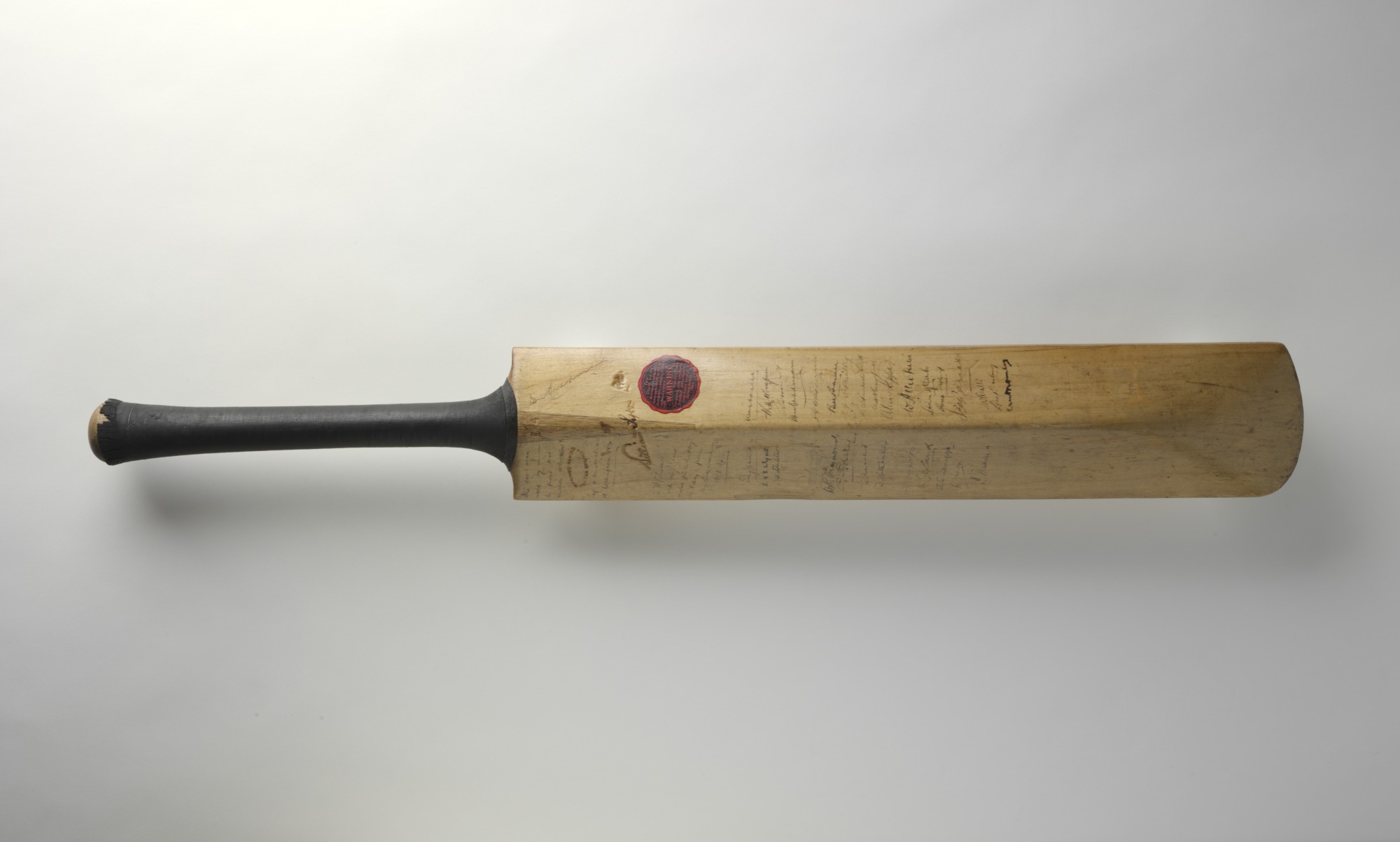 Autographed cricket bat used by Don Bradman.