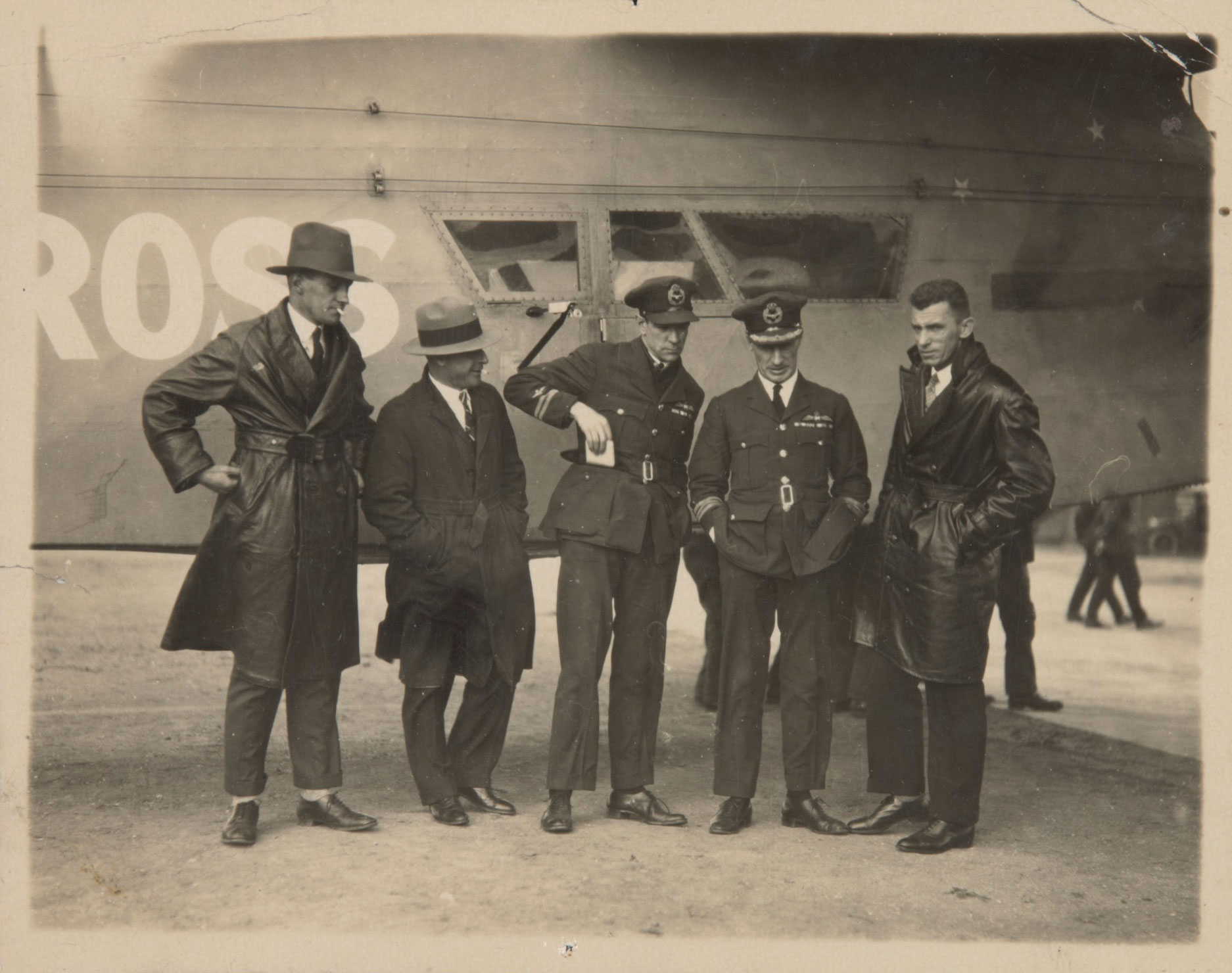 Harold Litchfield, Dr CC Maidment, Charles Ulm, Charles Kingsford Smith and Tom McWilliams