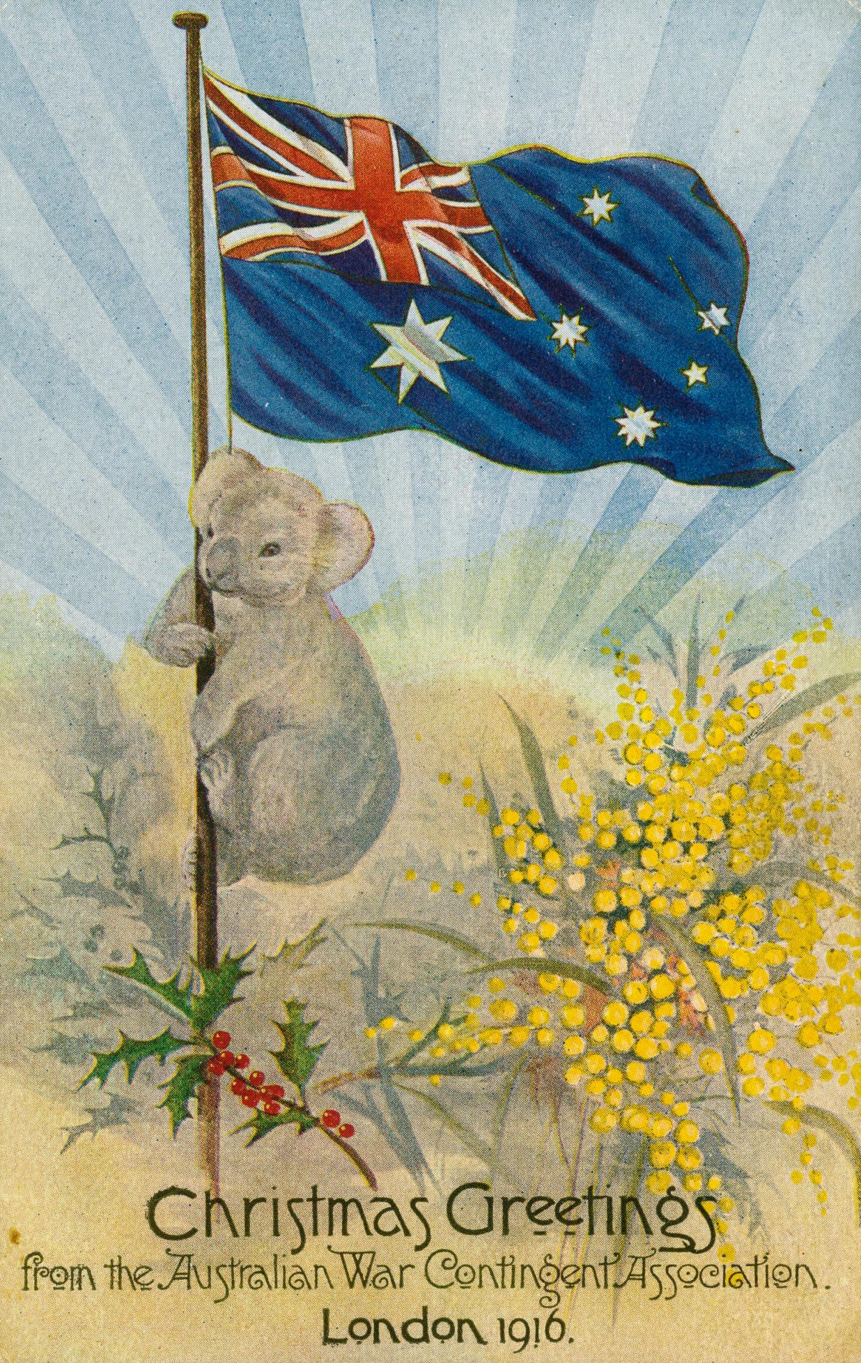 ‘Christmas greetings from the Australian War Contingent Association’ postcard, 1916
