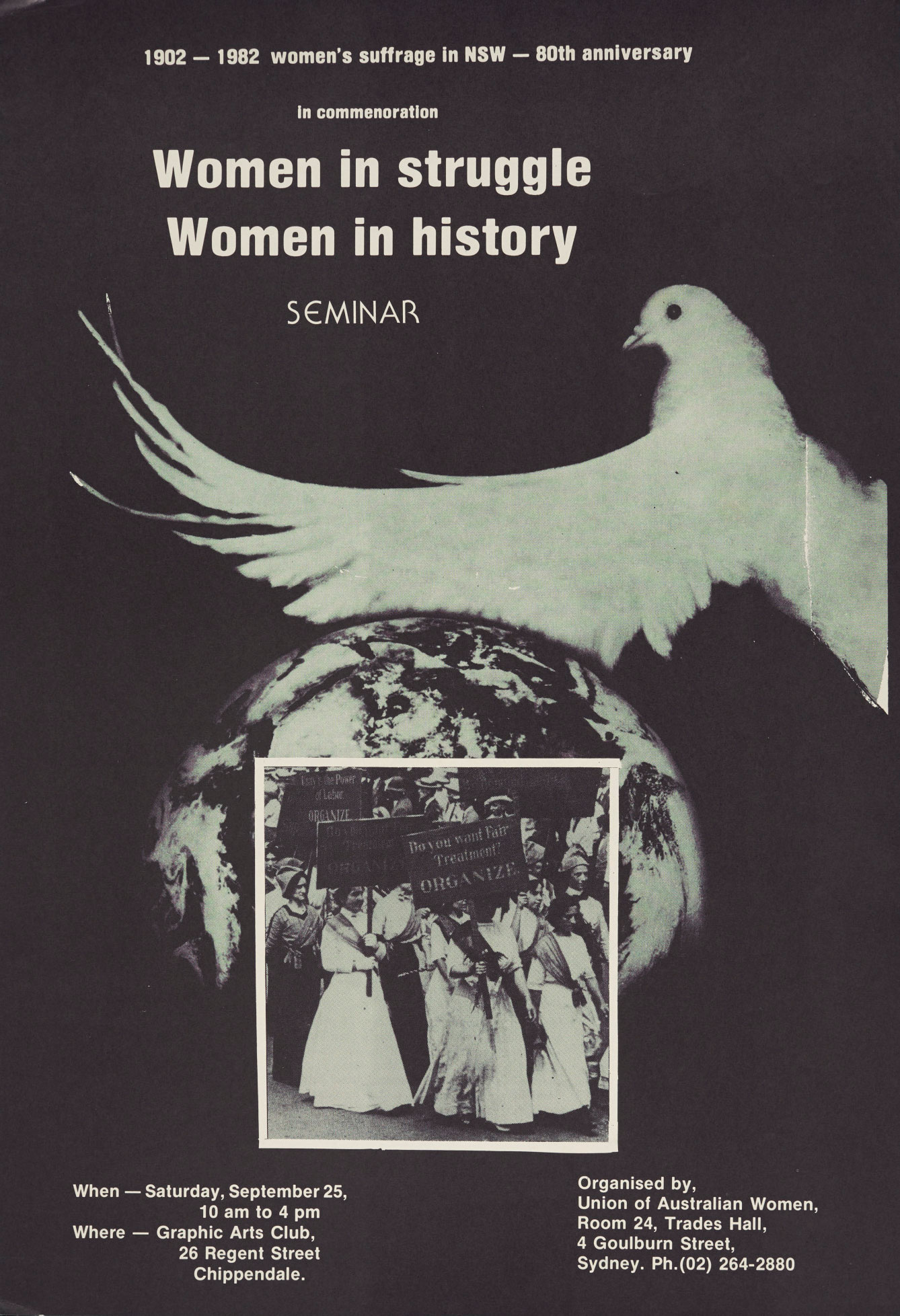 Poster celebrating the 80th anniversary of women’s suffrage in New South Wales, 1982.