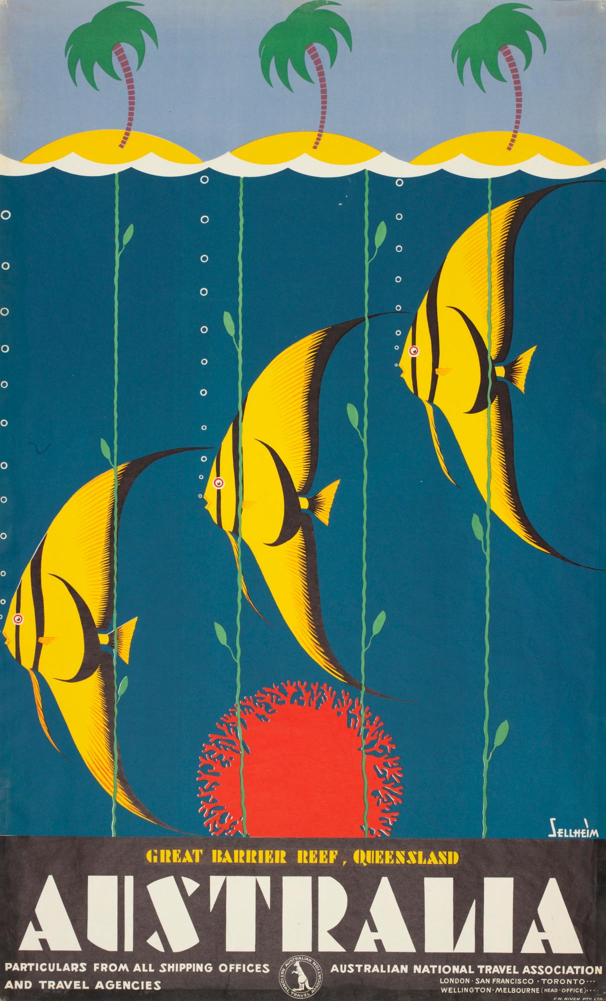 Tourism poster, ‘Great Barrier Reef, Queensland, Australia’, 1936