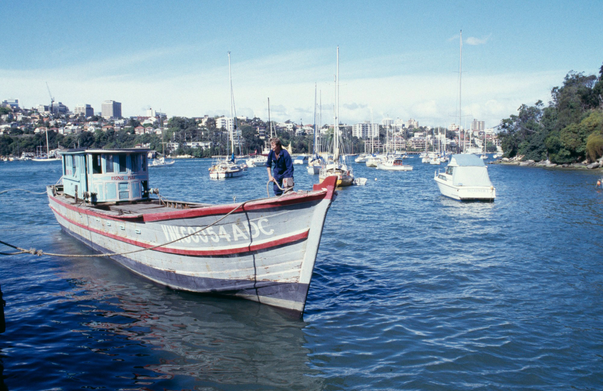Motor fishing boat Hong Hai, which transported 38 Vietnamese refugees to Australia in 1978. Photo: Jenni Carter.