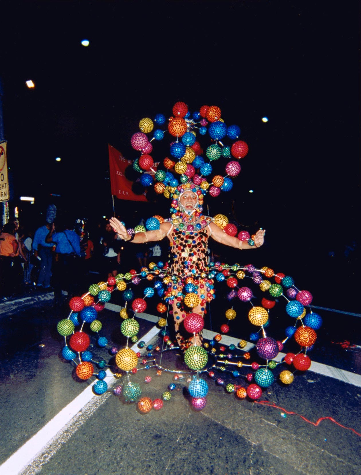 <p>Jacques Straetmans wearing the ‘Lucille Balls’ costume, designed by Ron Muncaster, 1994</p>

