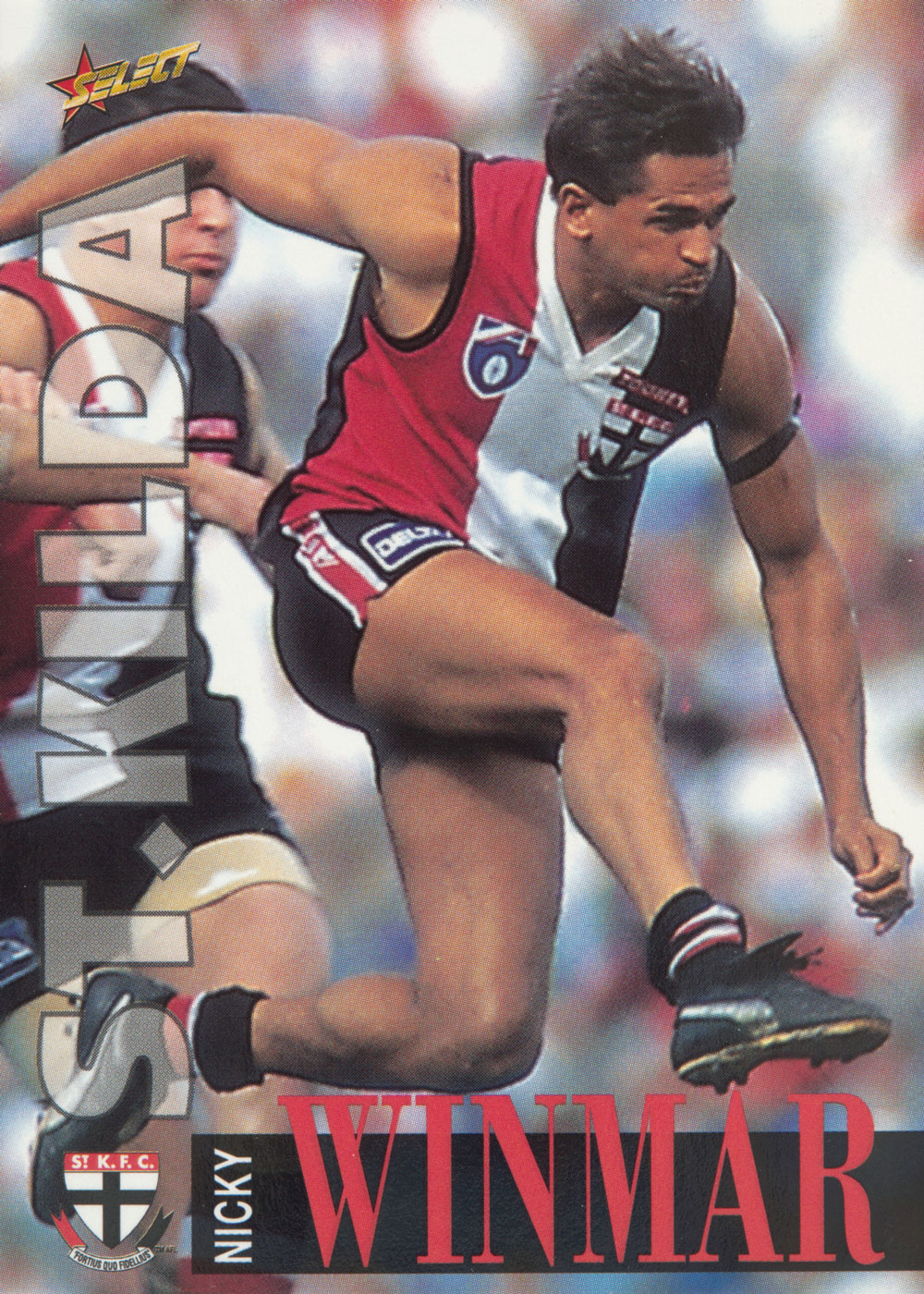 AFL trading card of Nicky Winmar of St Kilda.