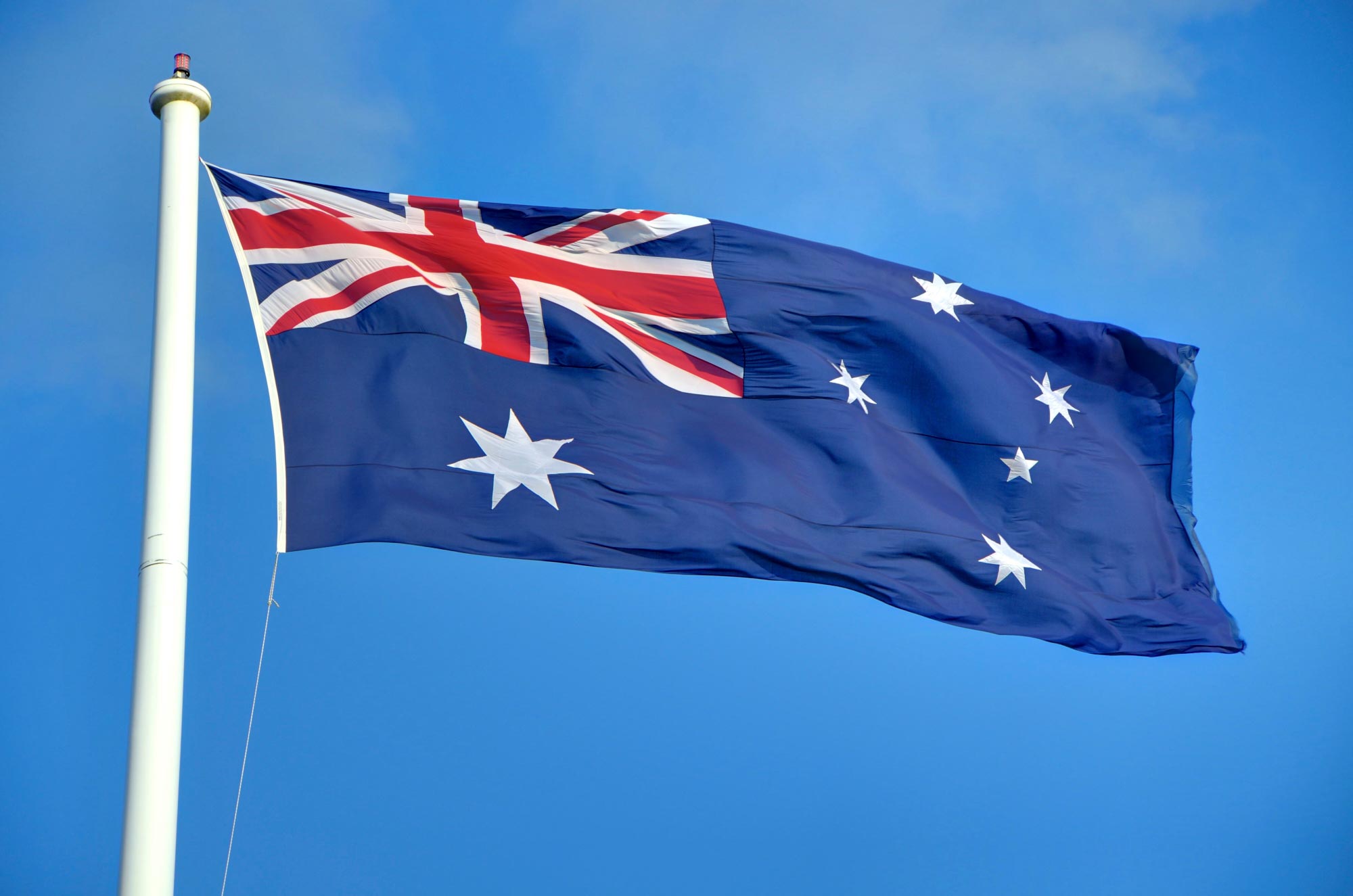 Australian flag flying in Toowoomba, Queensland.
