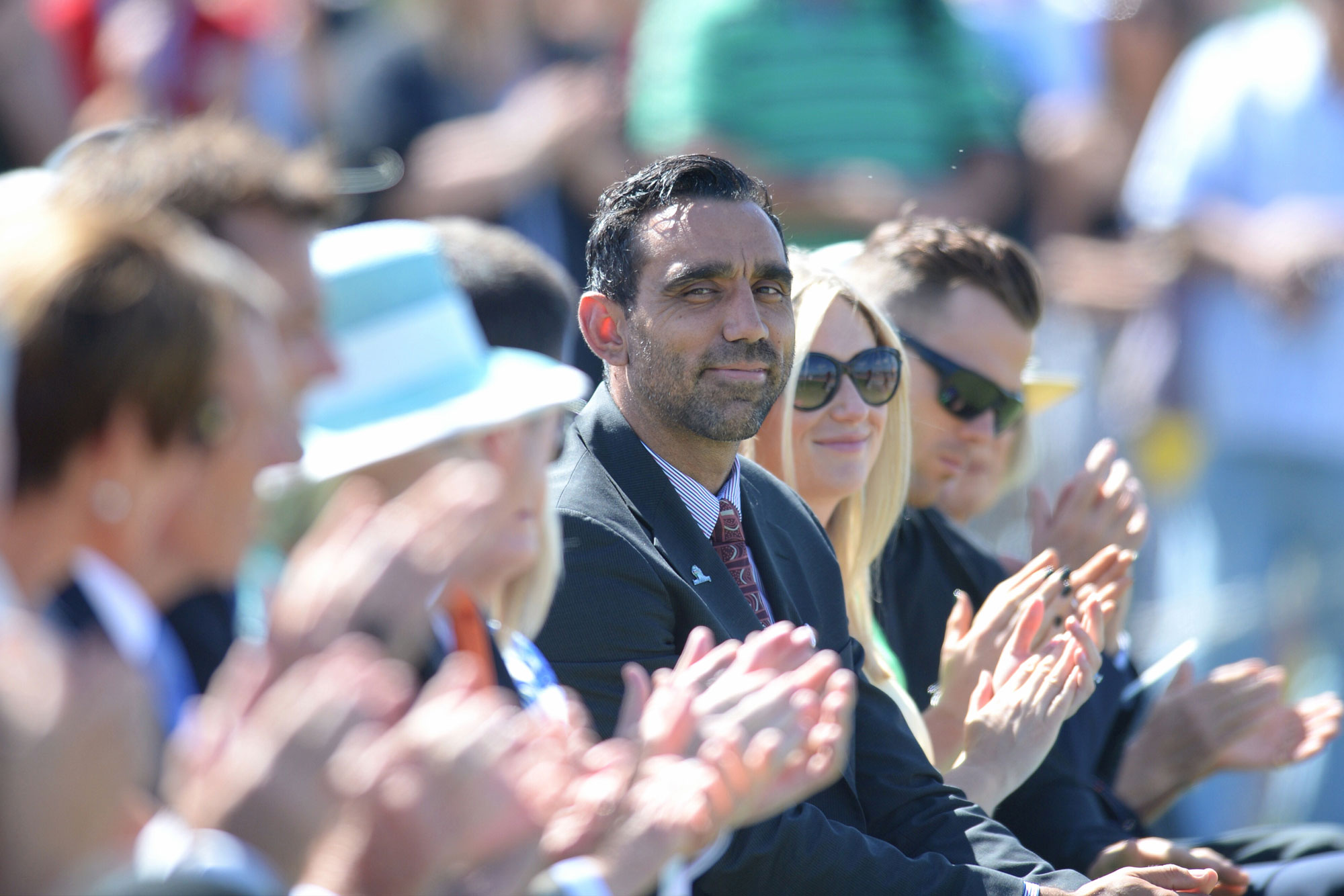 Adam Goodes, 2014 Australian of the Year, attends the Australia Day citizenship ceremony in Canberra, 26 January 2014.