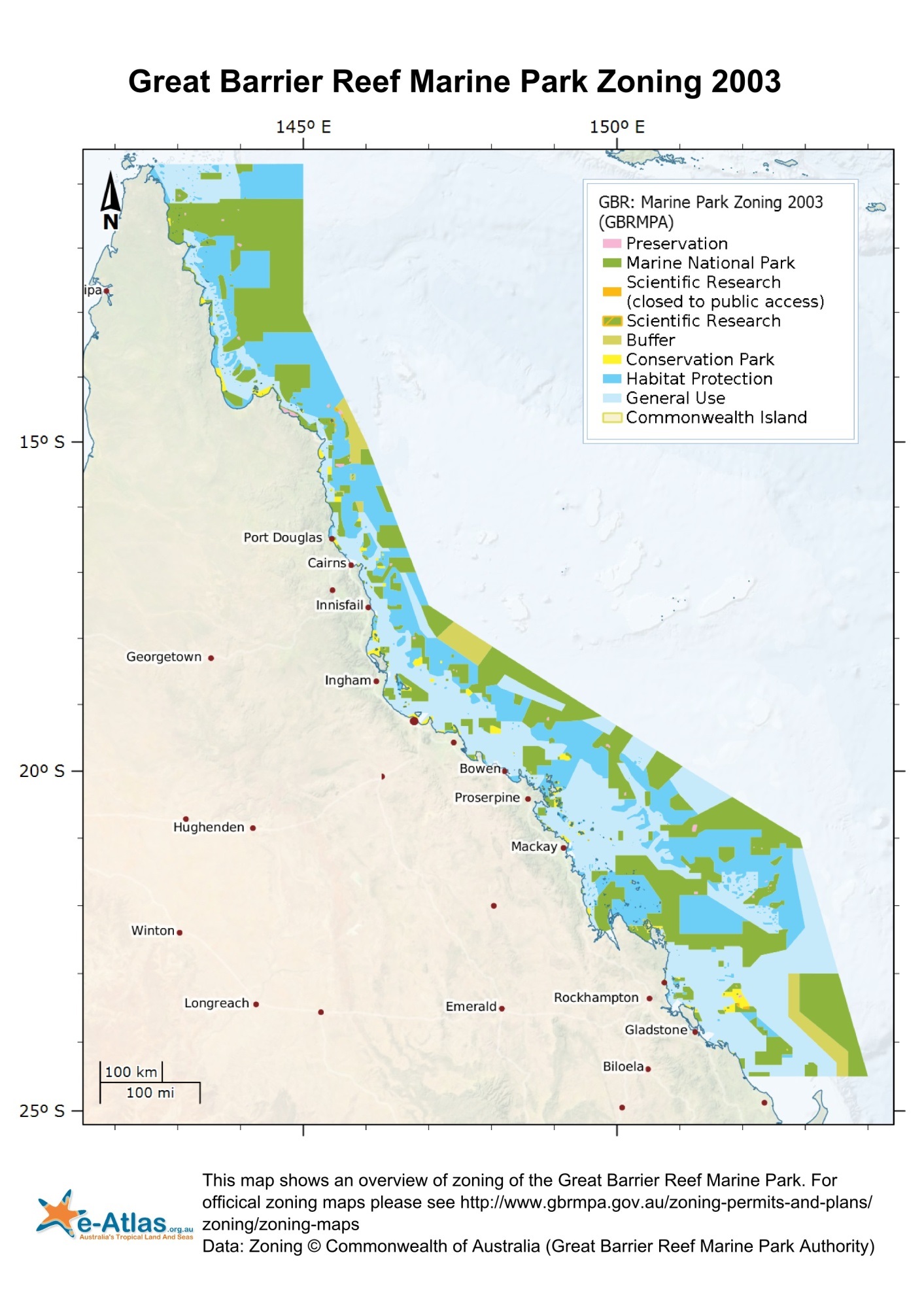 <p>Great Barrier Reef Marine Park Zoning map, 2003</p>
