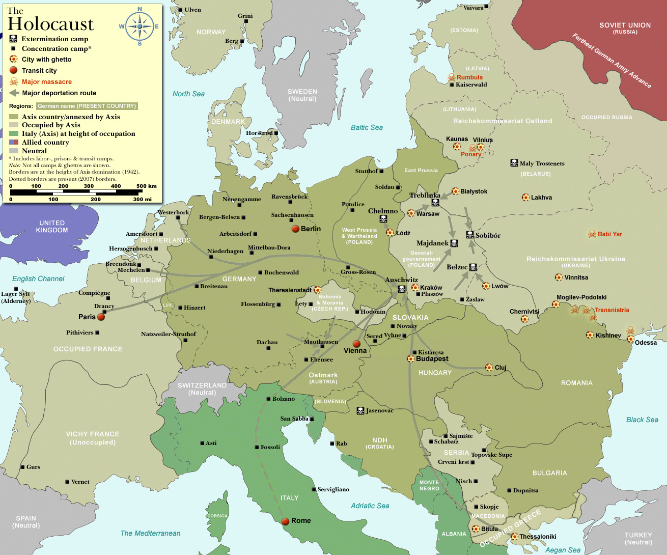 <p>Map of the Holocaust in Europe during the Second World War</p>