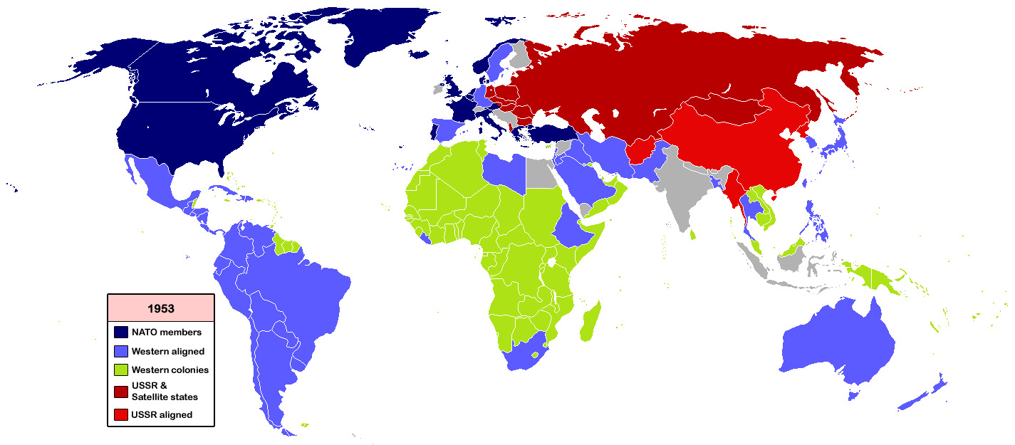 <p>Map showing Cold War alignments in 1953</p>
