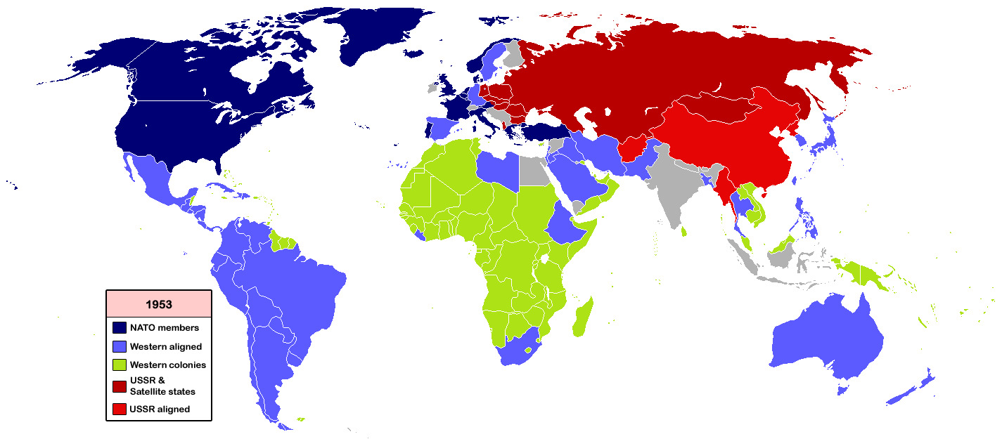 <p>Map showing Cold War alignments in 1953</p>
