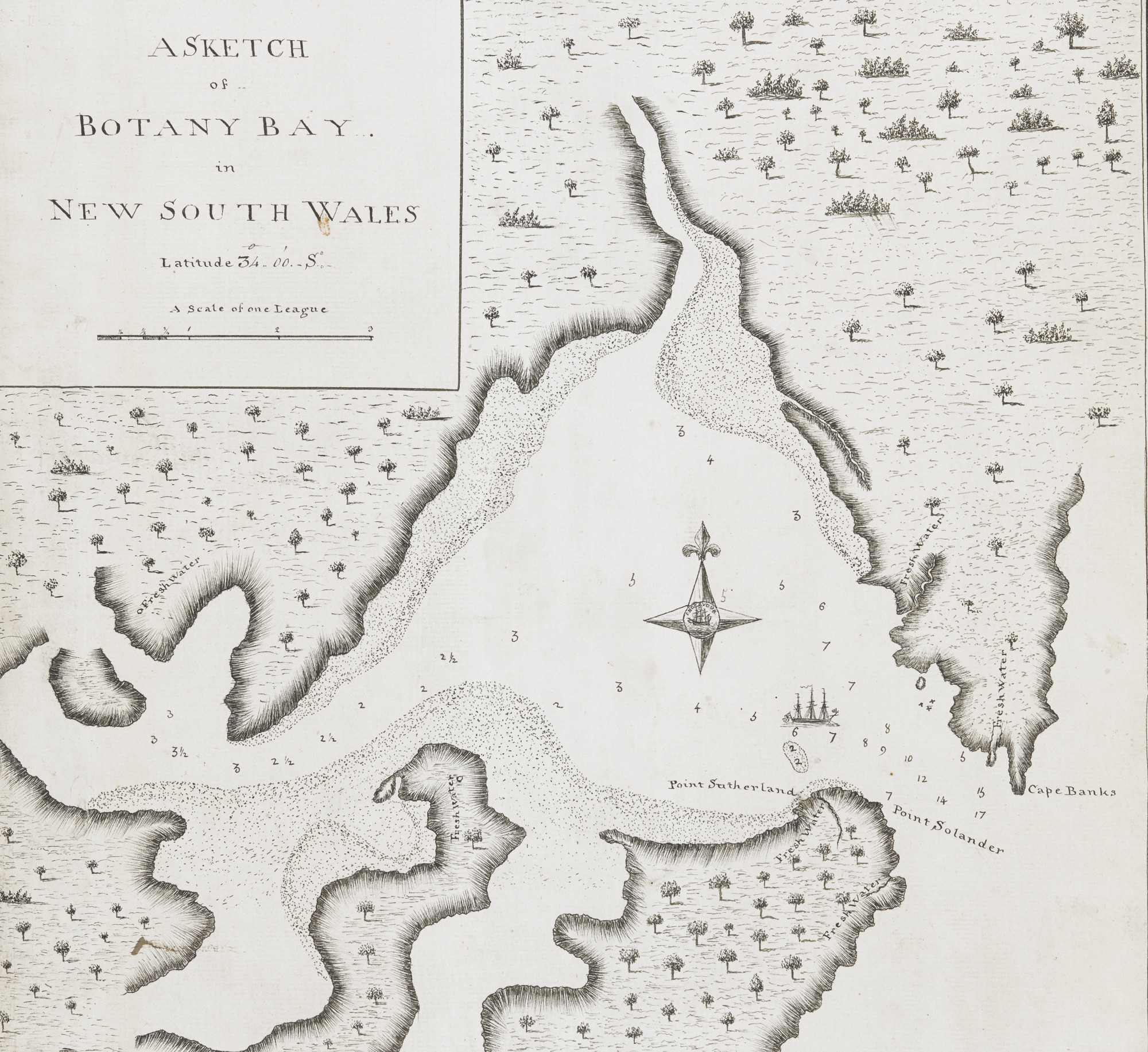 Chart of Botany Bay, 1770, by Lieutenant James Cook.