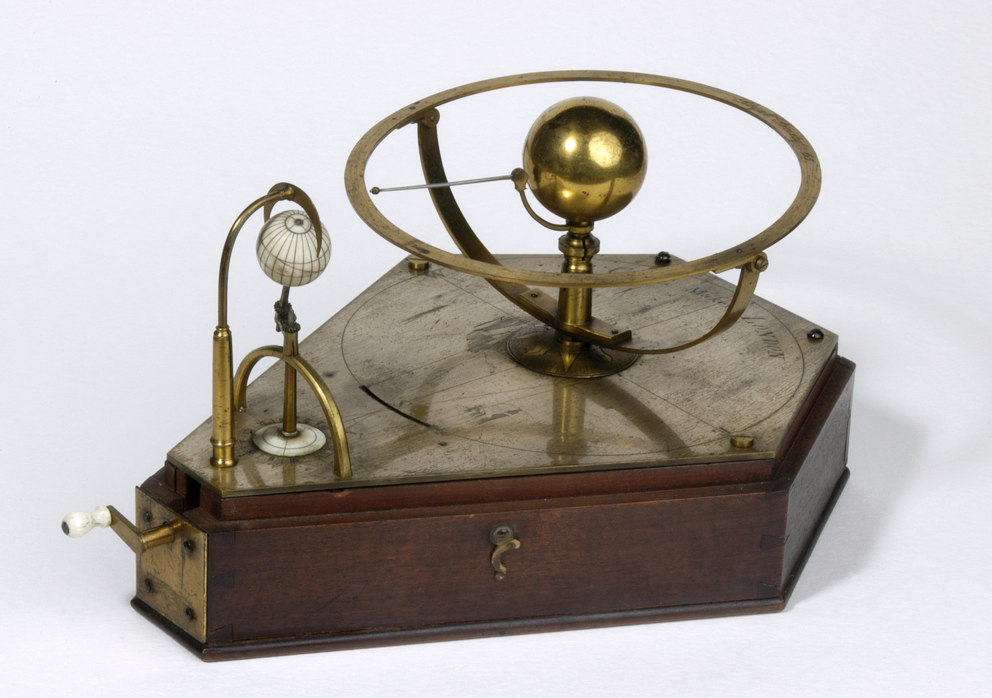 Orrery (mechanical planetarium) demonstrating the transit of Venus, about 1760, made by Benjamin Cole, London.