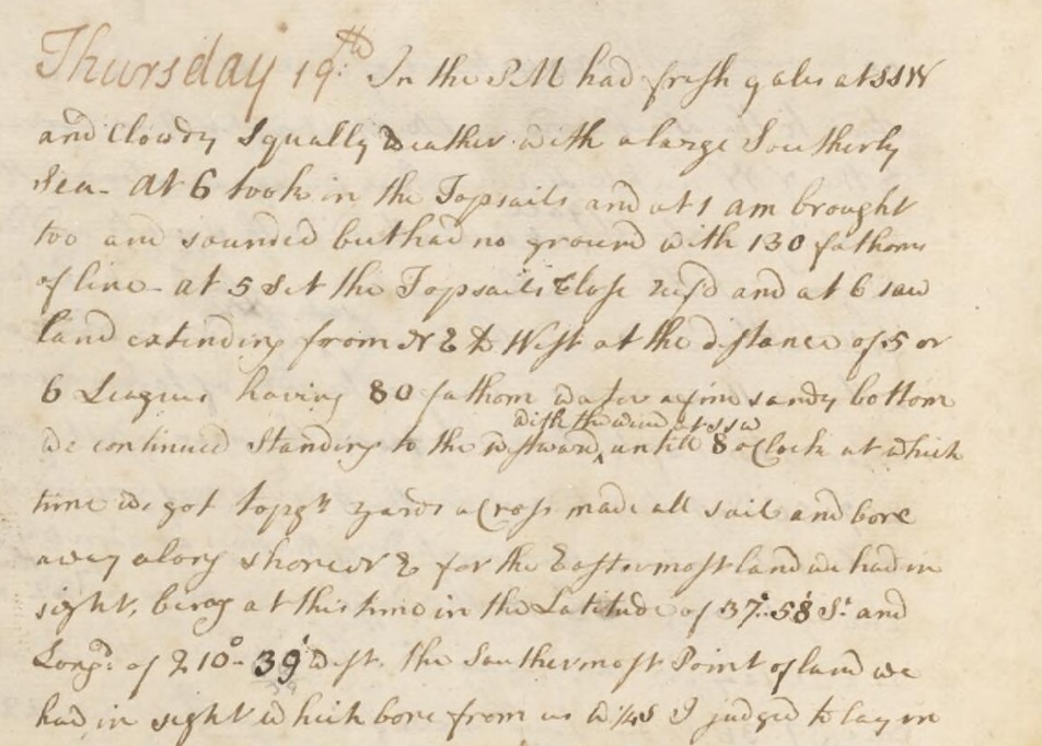 An extract from James Cook’s Endeavour journal, 19 April 1770.