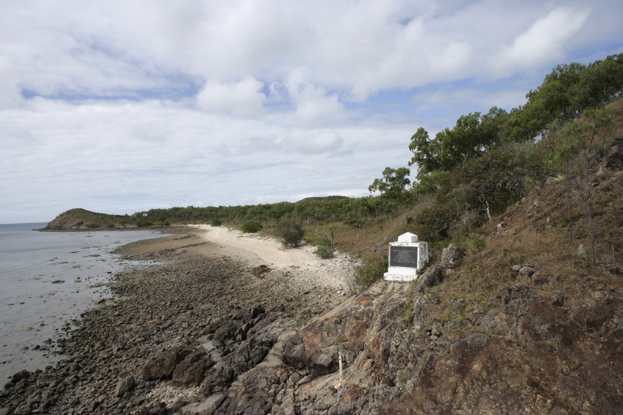 Monument commemorating James Cook’s landing on Possession Island, Torres Strait.