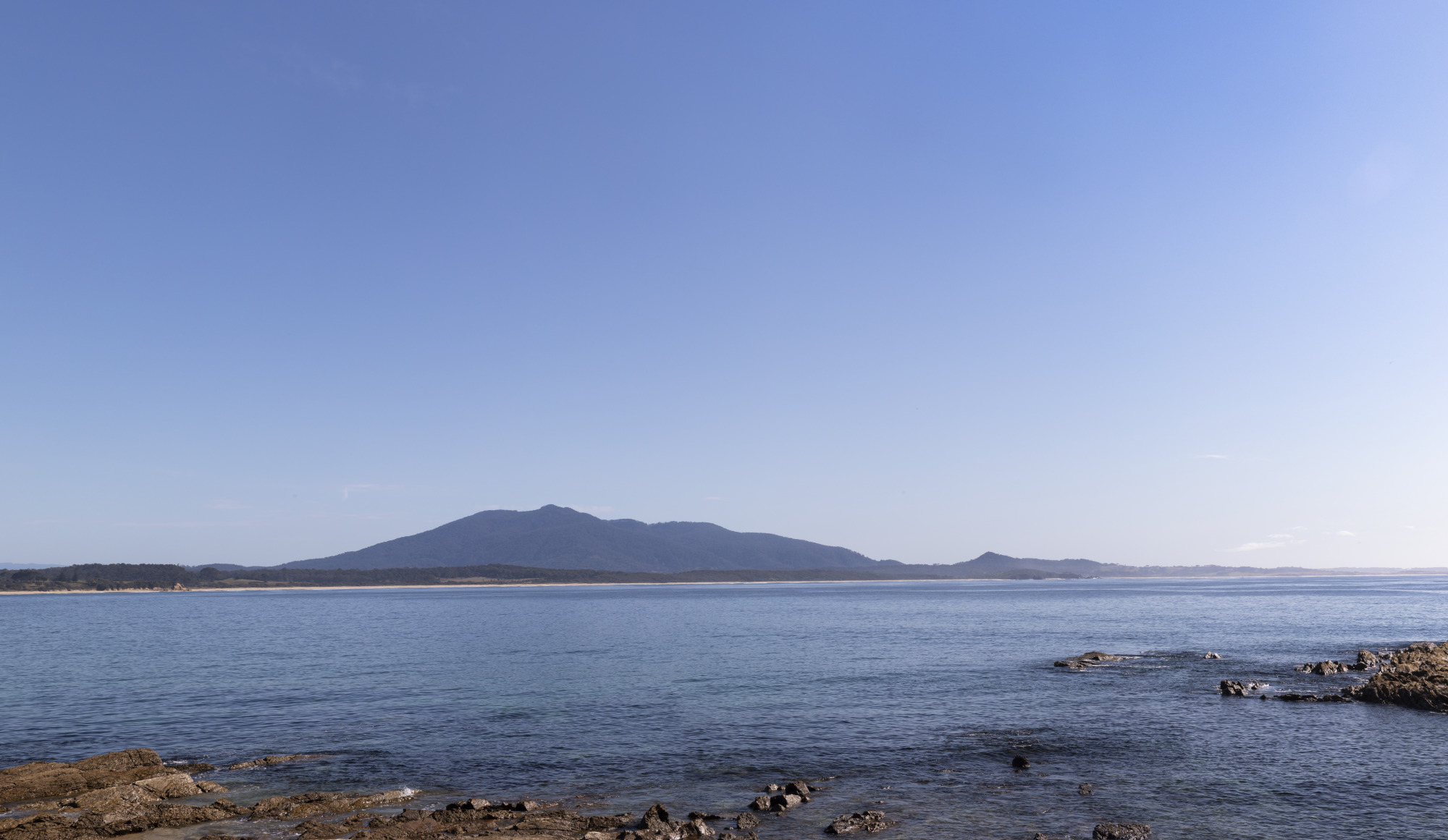 Gulaga (Mount Dromedary) from Bermagui shoreline, New South Wales.