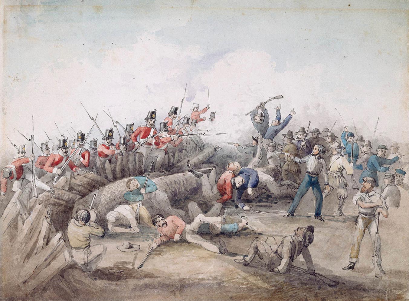 <p><em>Eureka Stockade riot, Ballarat, 1854</em>, by JB Henderson</p>