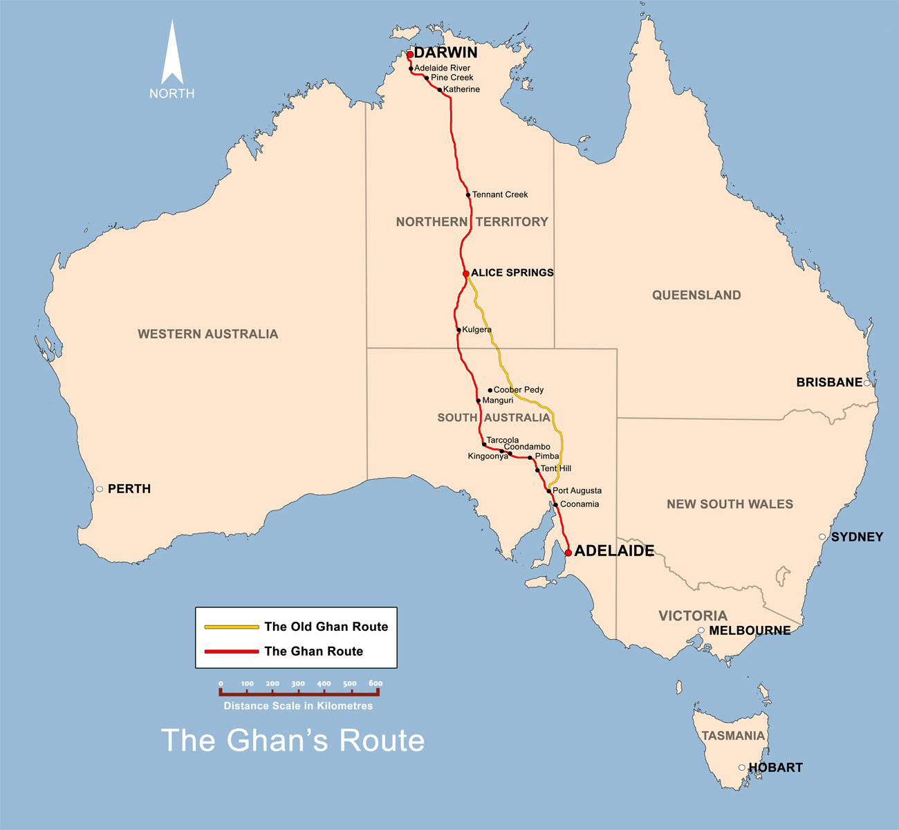 <p>The route taken by the Ghan</p>
