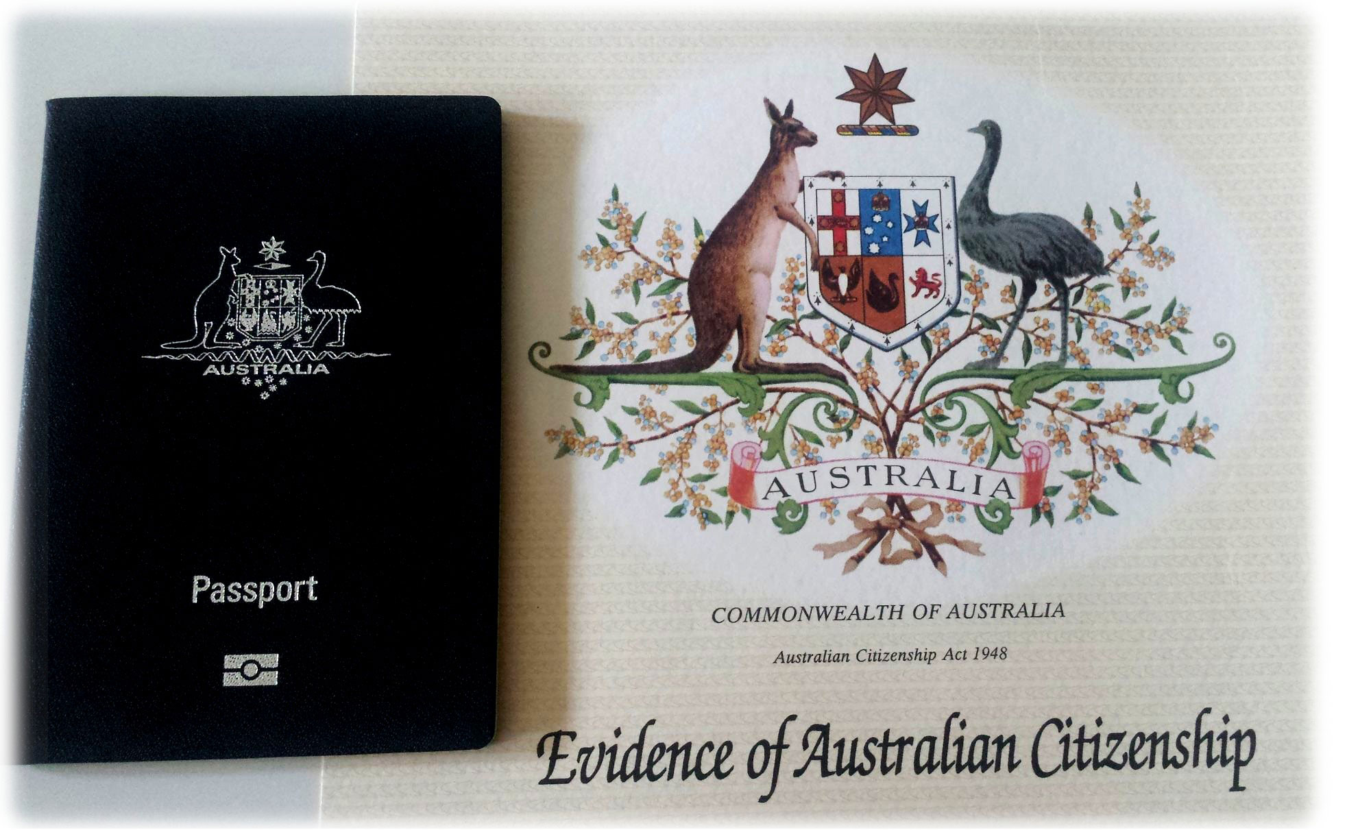 <p>Australian passport and citizenship certificate</p>