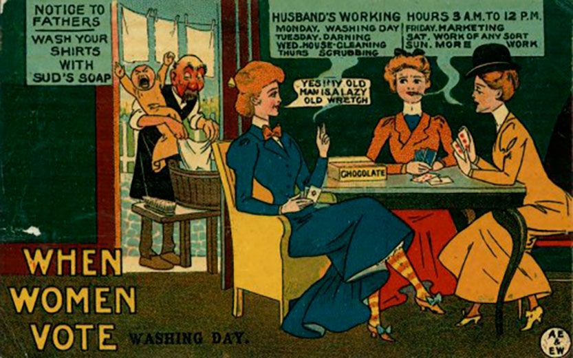 <p>‘When women vote’ postcard</p>
