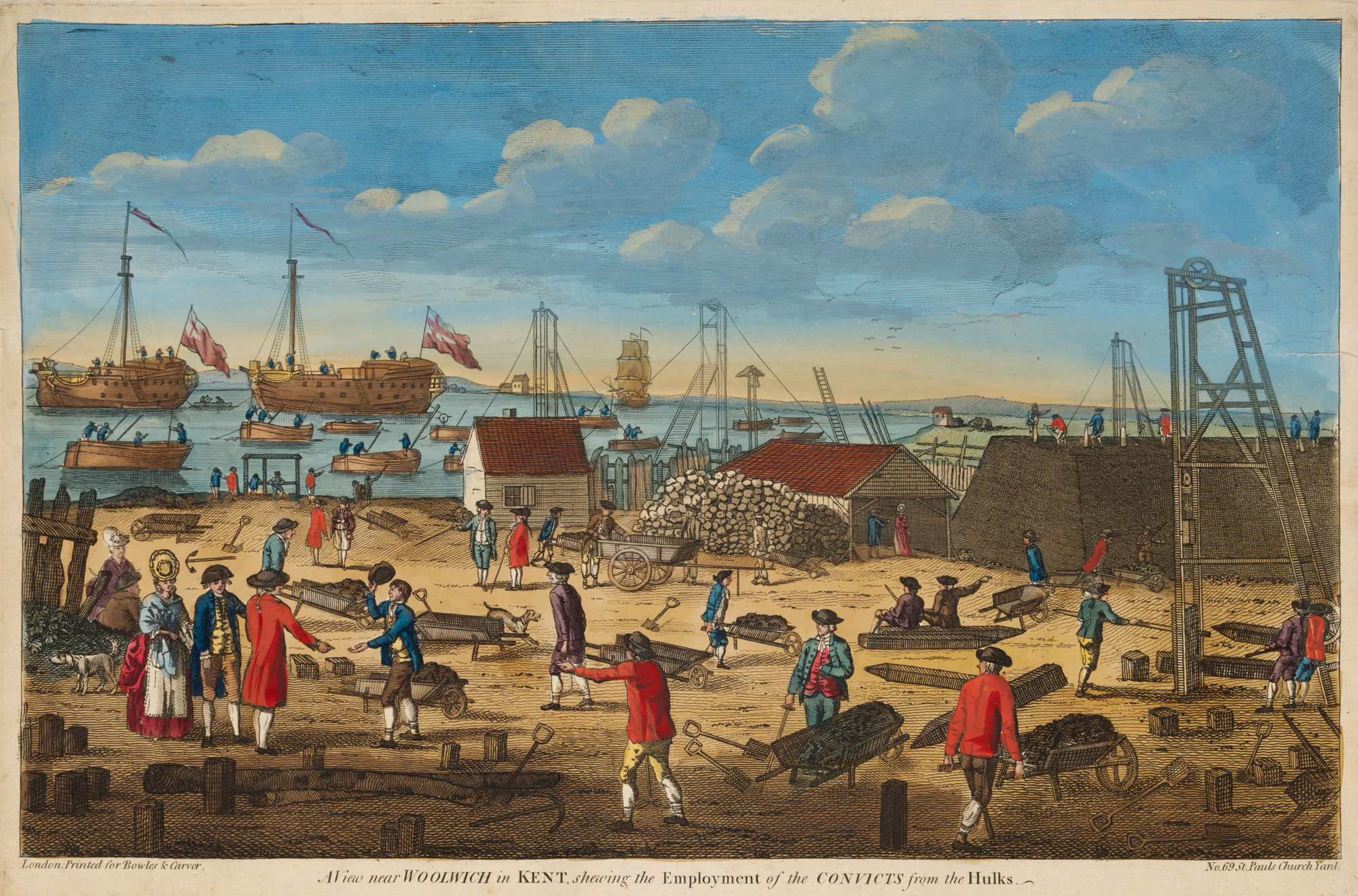 View near Woolwich in Kent shewing [sic] the employment of the convicts from the hulks’, about 1800.