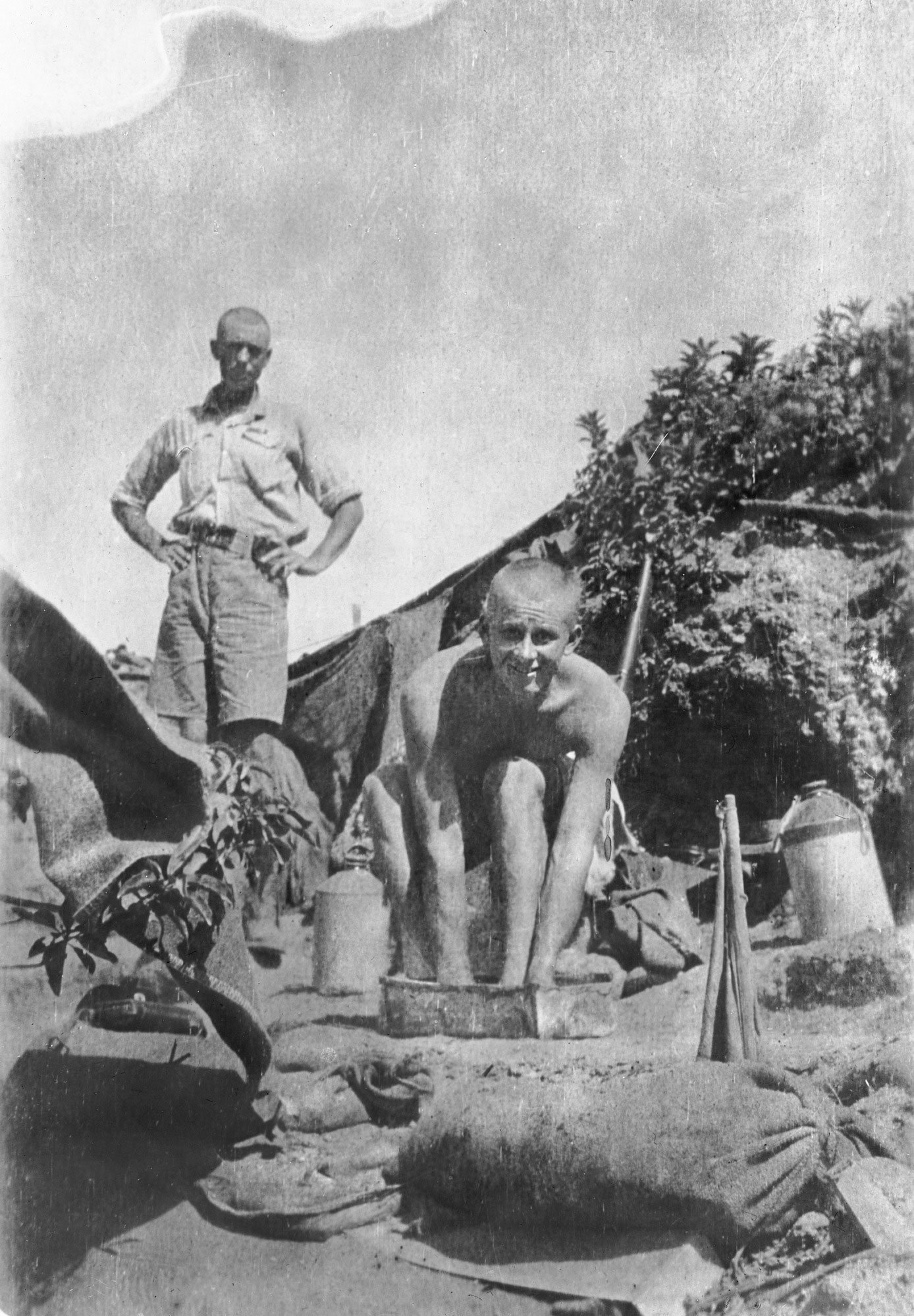 Soldier bathing, Gallipoli, 1915.