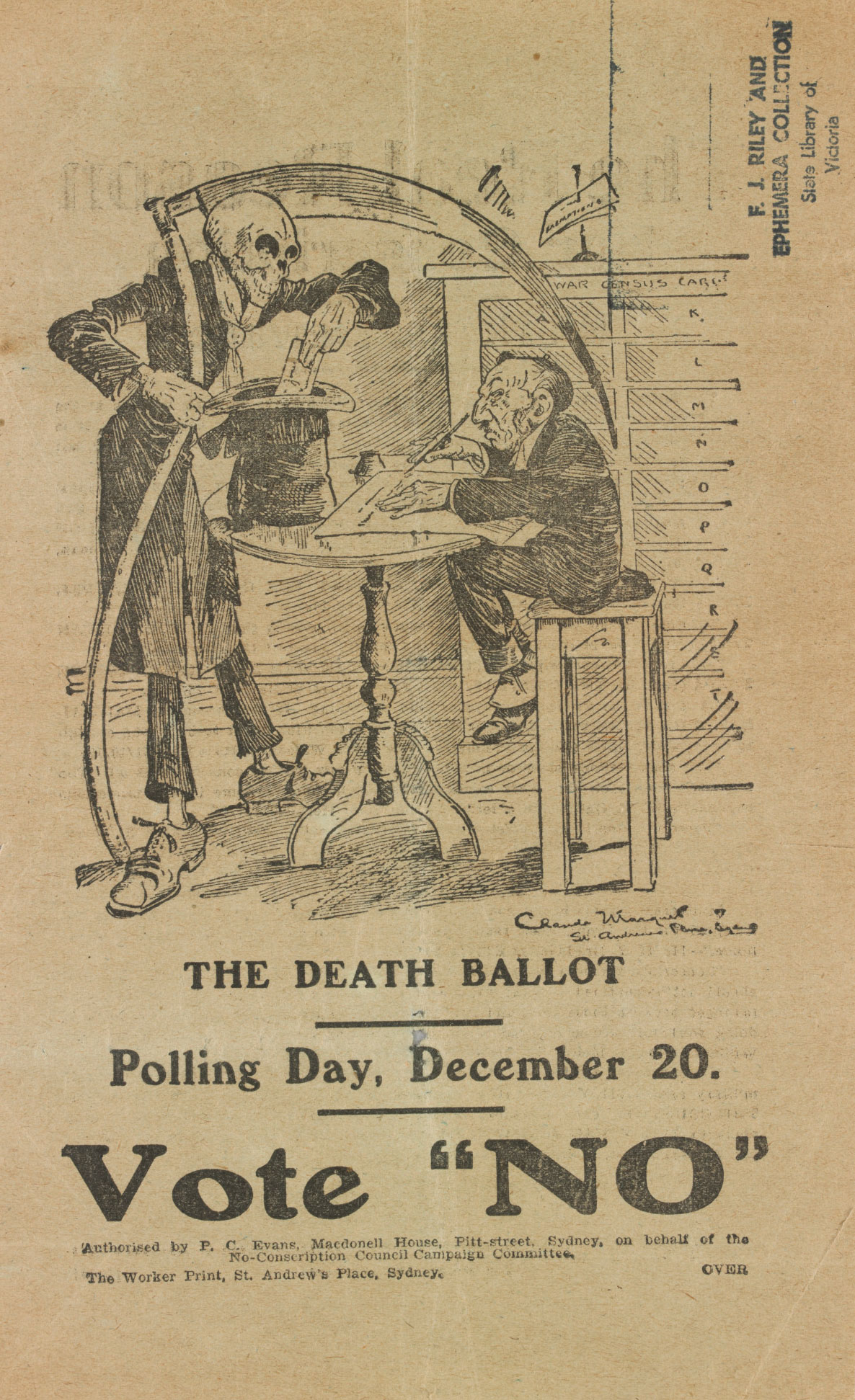 ‘The death ballot’ leaflet, 1917.