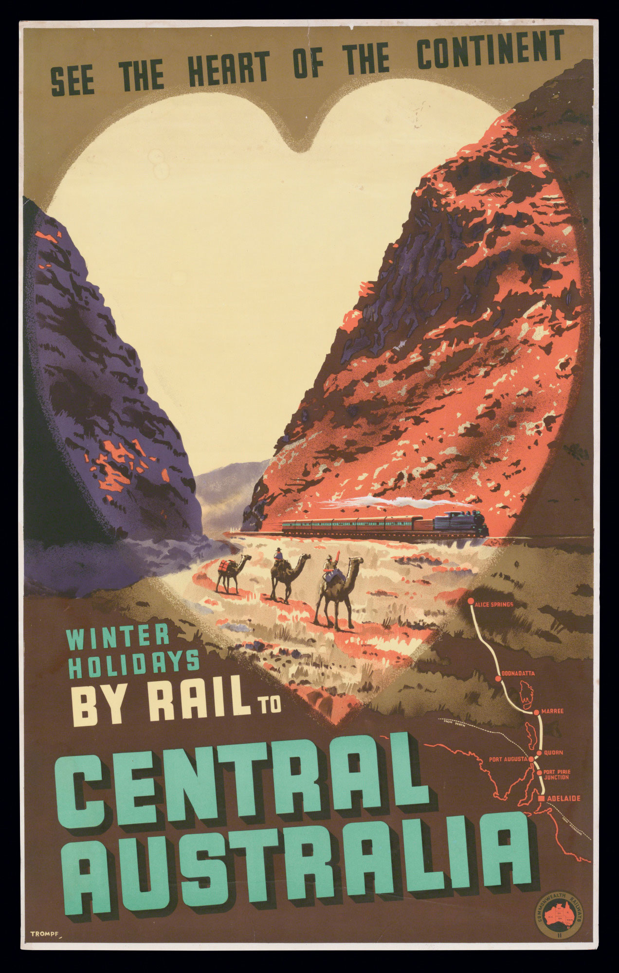 Poster advertising rail travel.