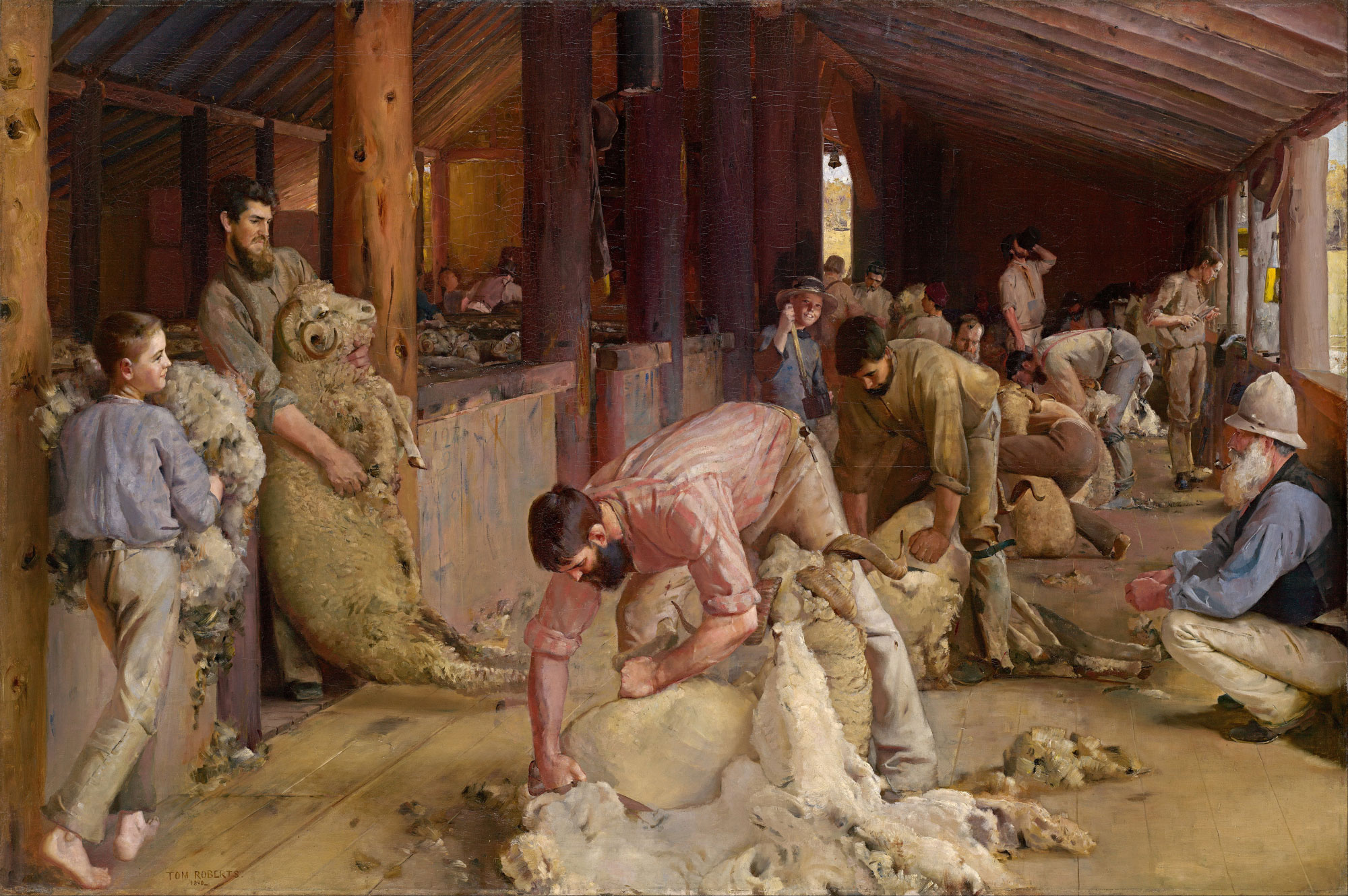 Shearing the rams, by Tom Roberts, 1890.