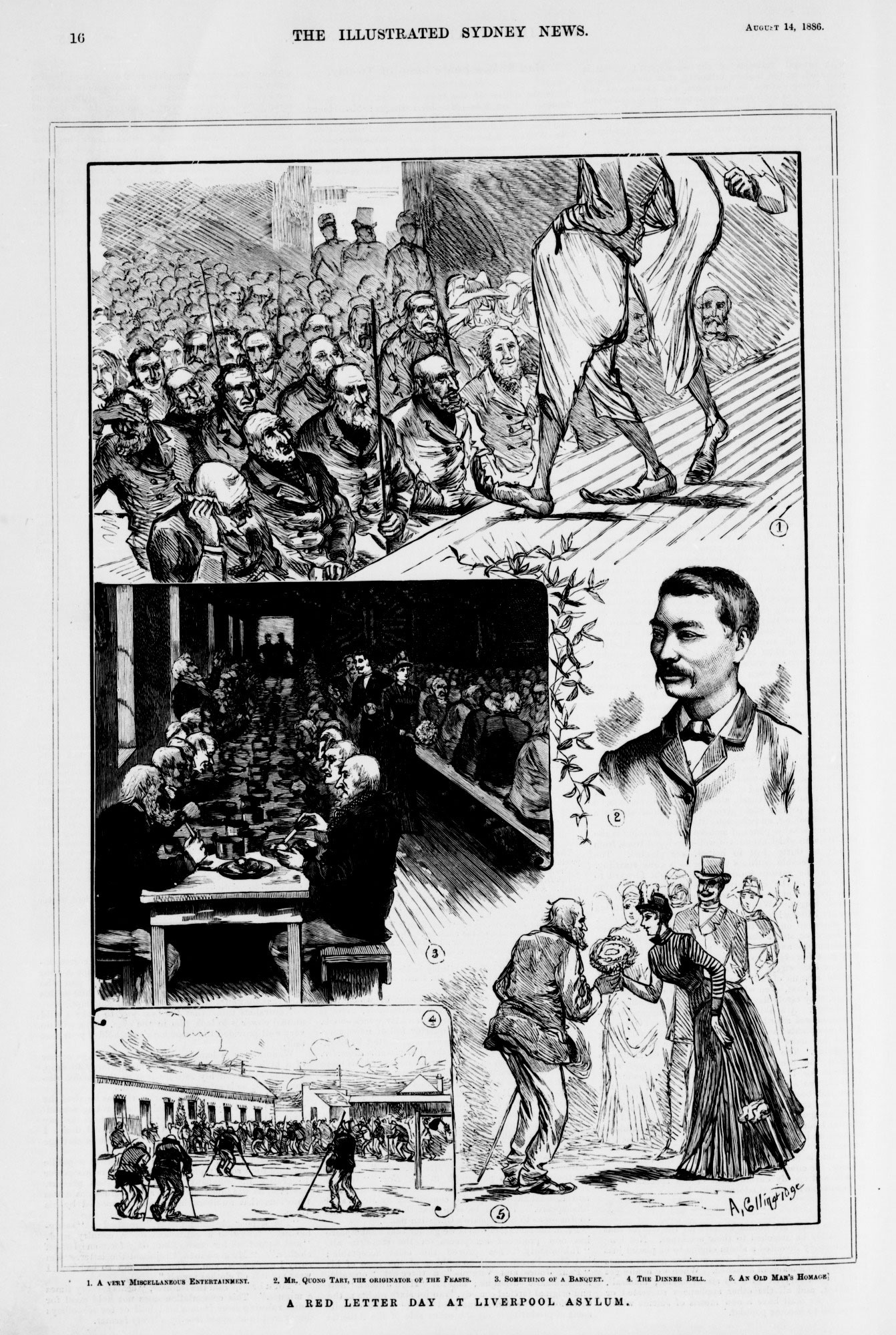<p>‘A Red Letter Day at Liverpool Asylum’,<em> Illustrated Sydney News</em>, 14 August 1886</p>
